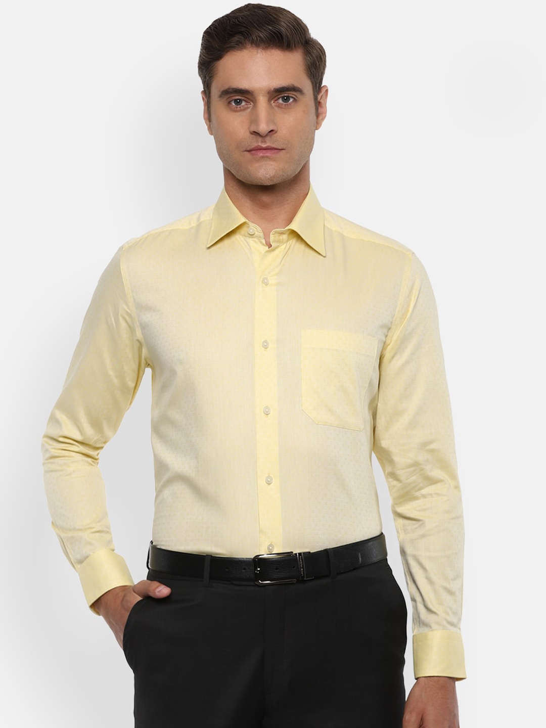 

Louis Philippe Men Yellow Regular Fit Printed Formal Shirt
