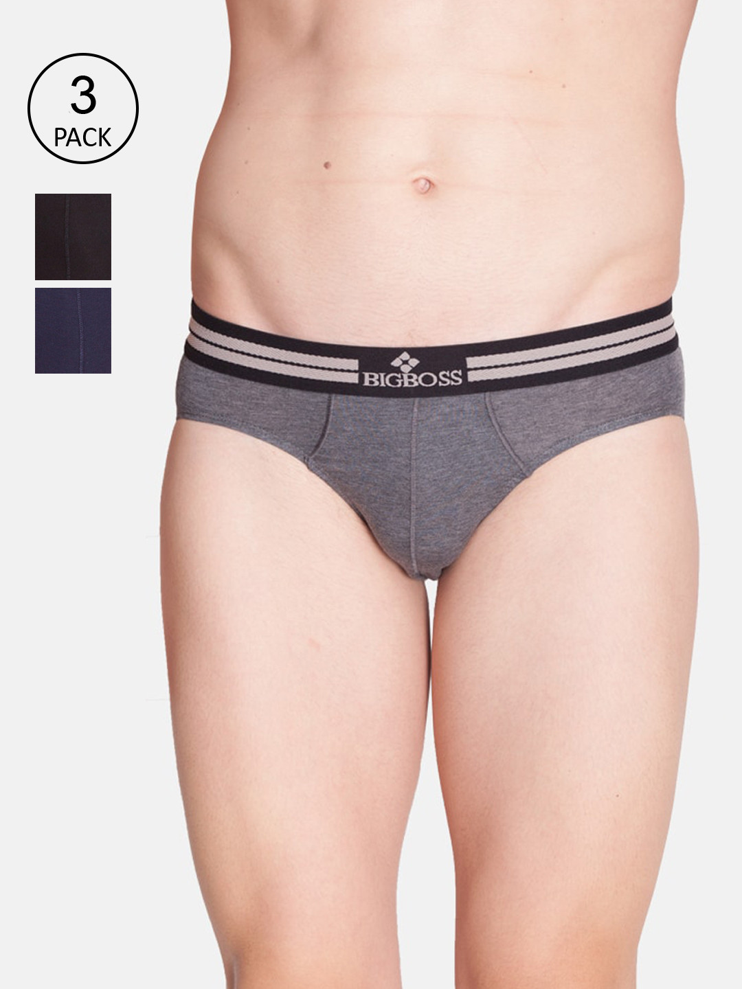 

Dollar Bigboss Men Pack Of 3 Assorted Shuffle Intellisoft Cotton Modal Briefs MJBR-10-R2