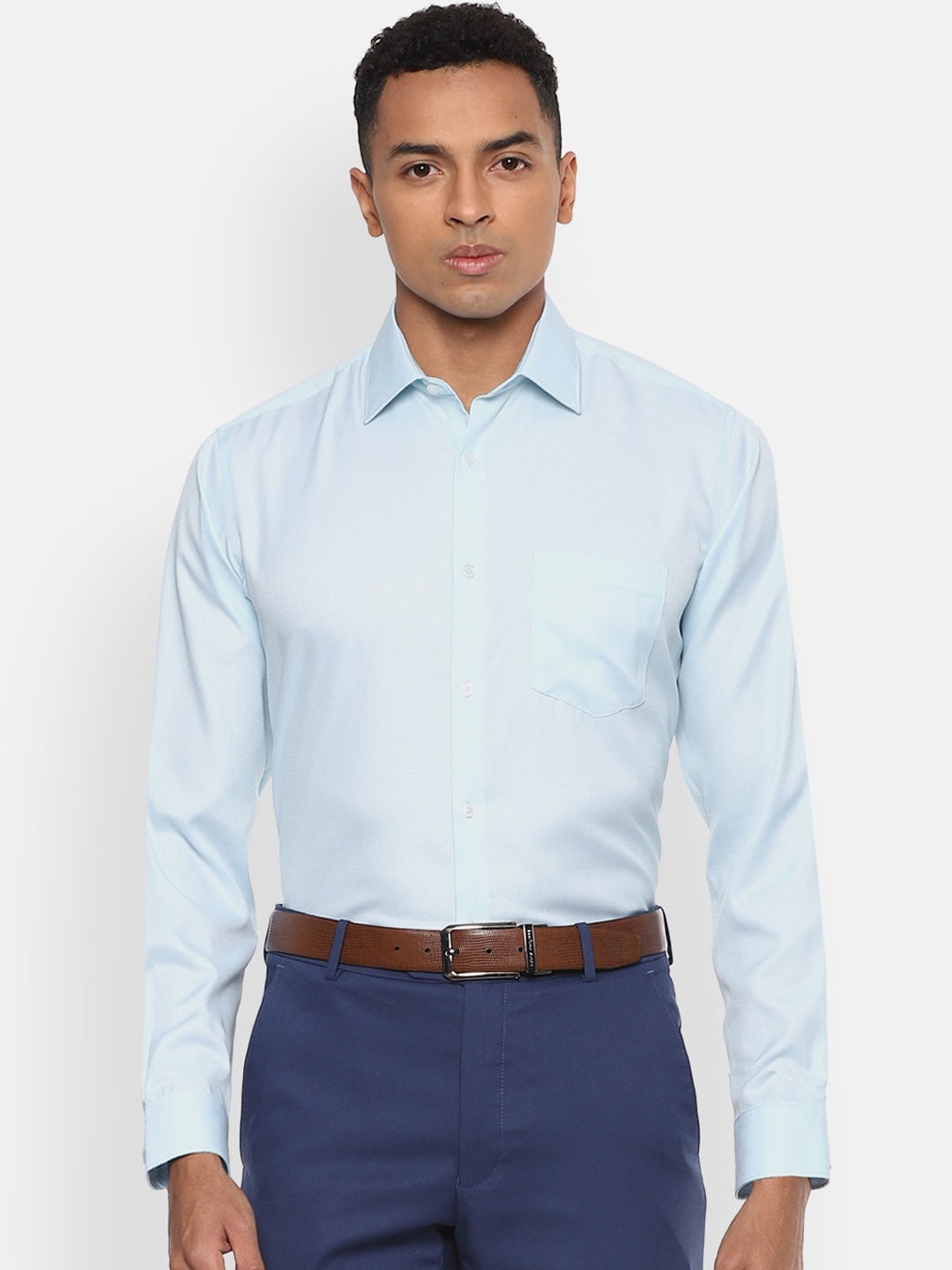 

Van Heusen Men Blue Regular Fit Solid Pure Cotton Formal Shirt