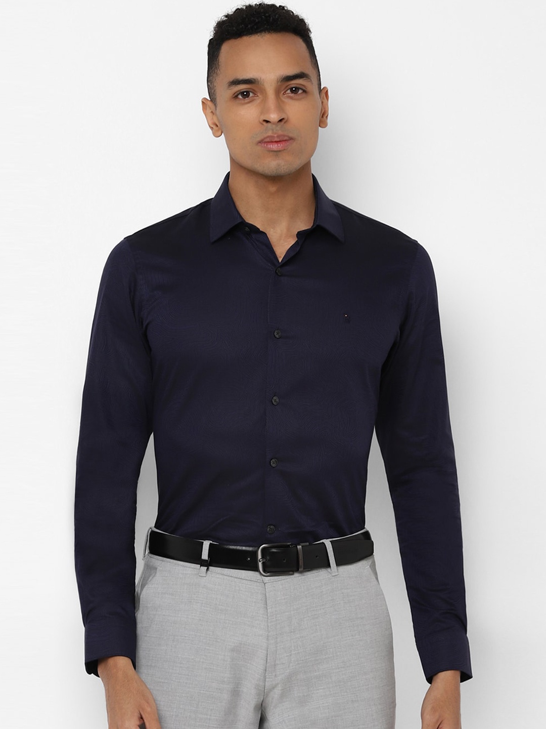 

SIMON CARTER LONDON Men Navy Blue Slim Fit Printed Formal Shirt