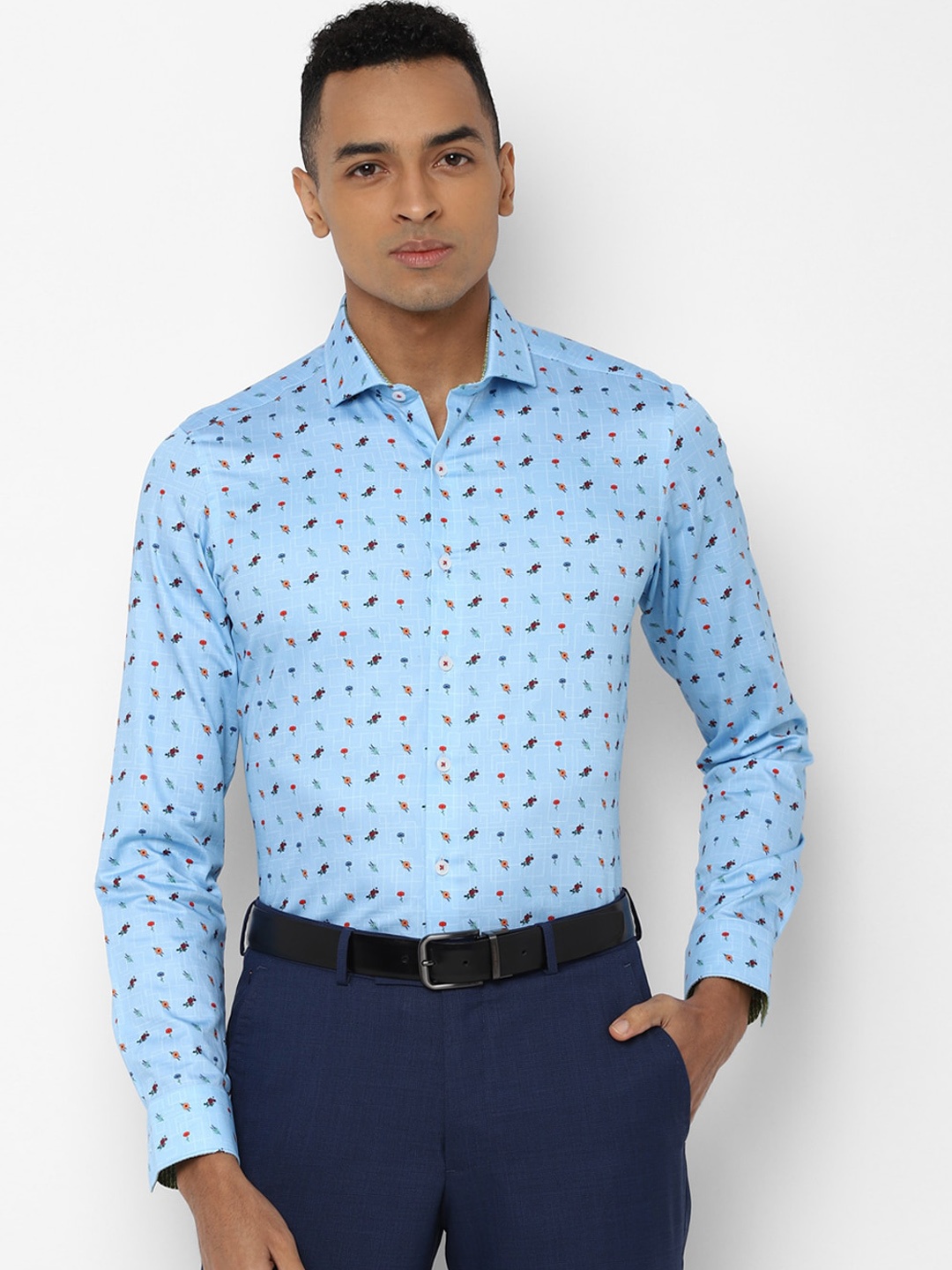 

SIMON CARTER LONDON Men Blue Slim Fit Printed Formal Shirt