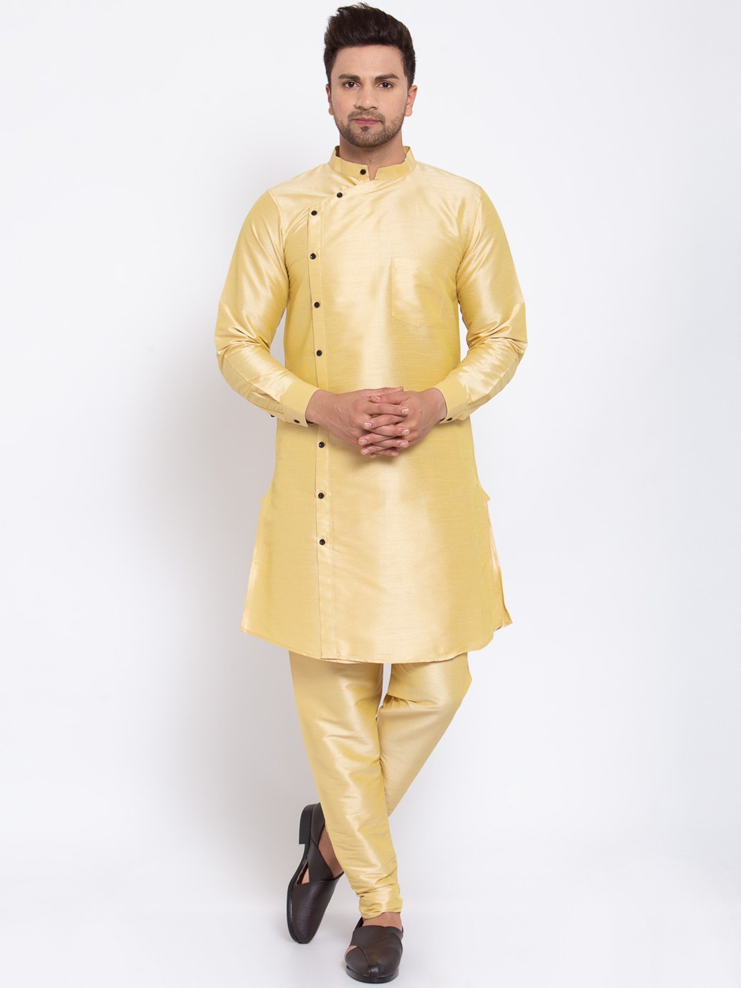 

KLOTTHE Men Gold-Coloured Thread Work Cotton & Silk Kurta