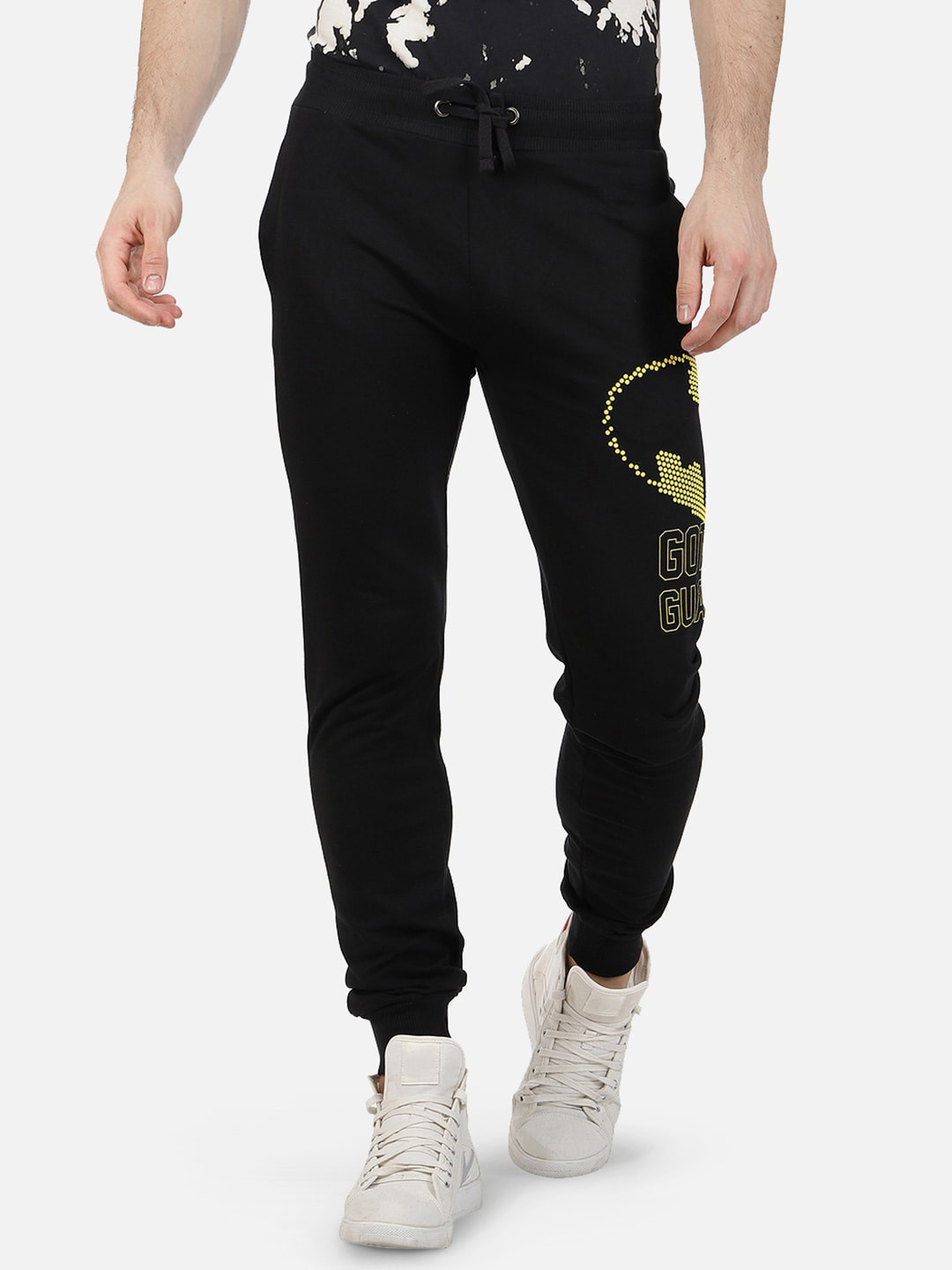 

Free Authority Men Black & Yellow Batman Printed Detail Straight-Fit Joggers
