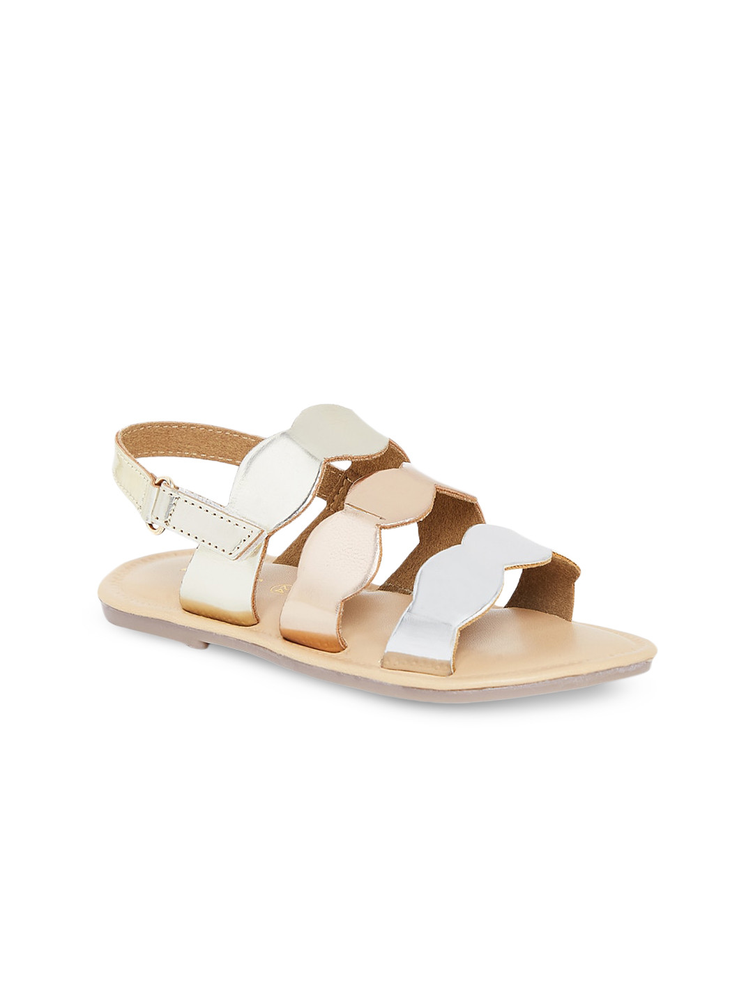

Pantaloons Junior Girls Rose Gold Solid Leather Open Toe Flats