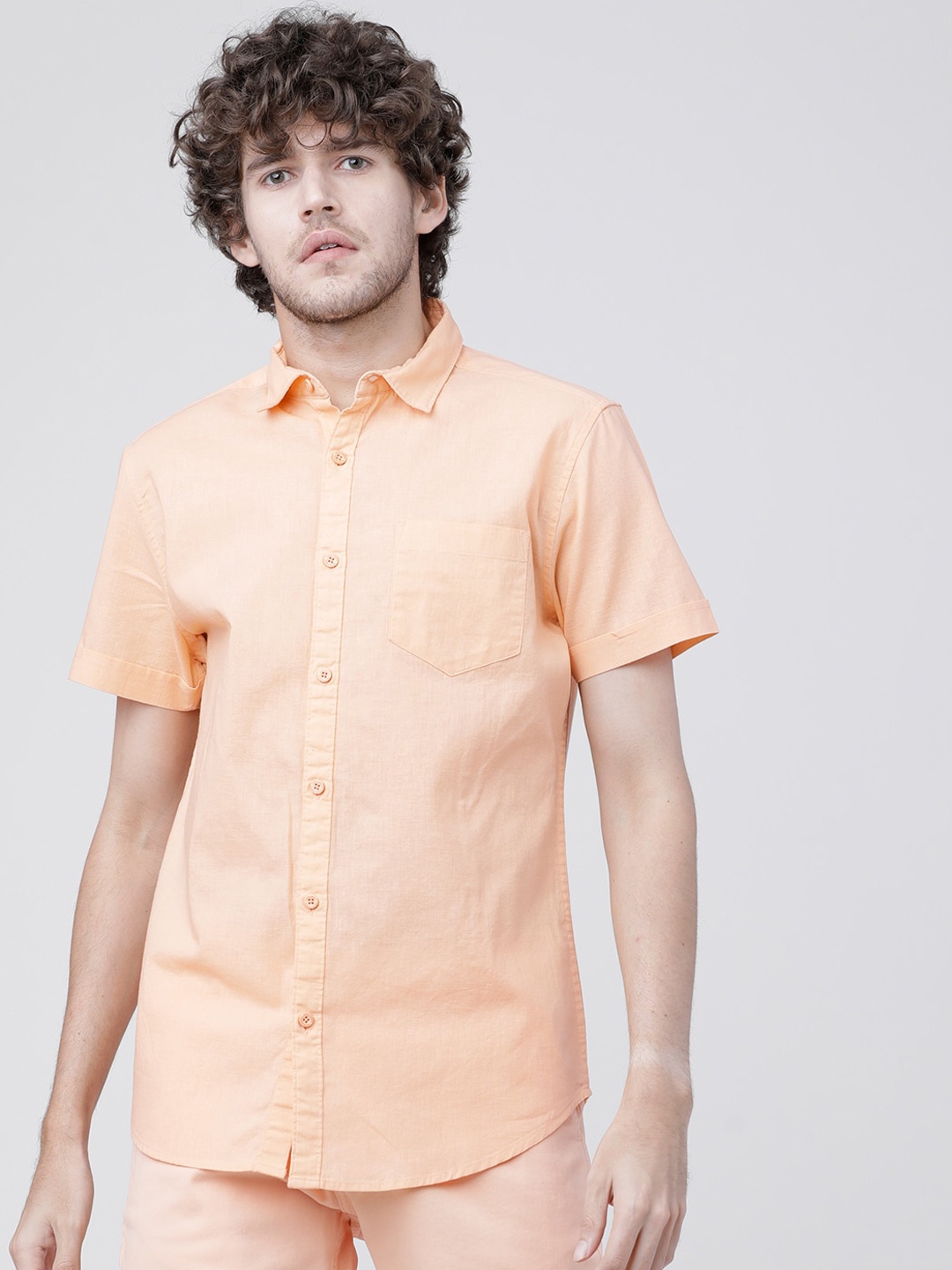 

HIGHLANDER Men Orange Slim Fit Solid Casual Shirt