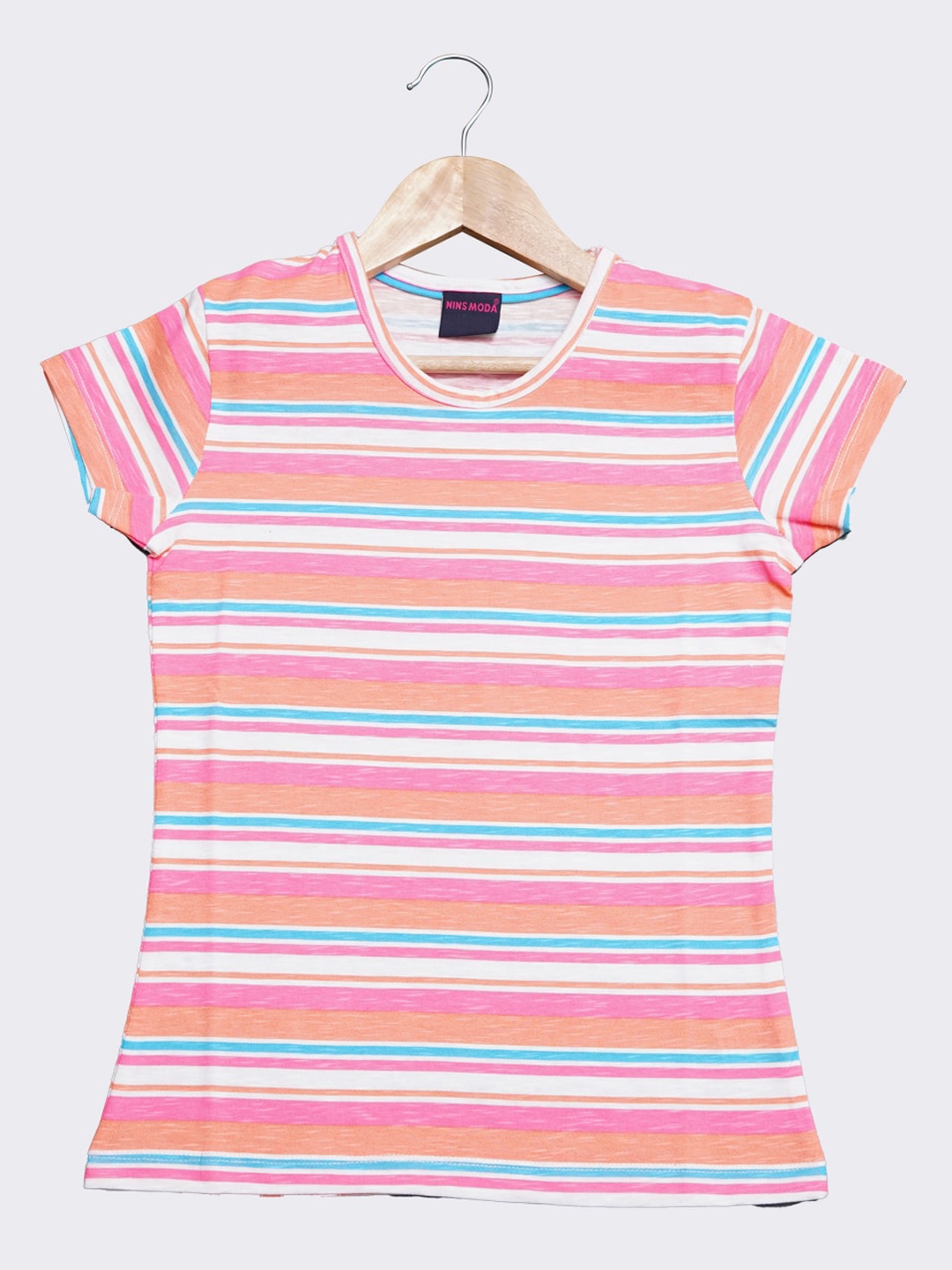 

Nins Moda Red Striped Regular Top