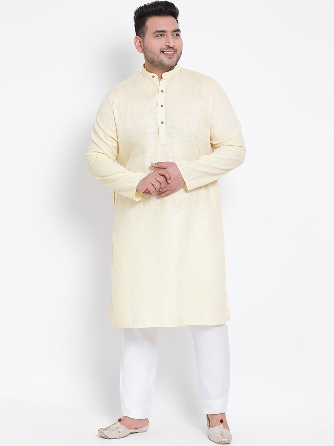 

Hangup Men Yellow Mandarin Collar Kurta