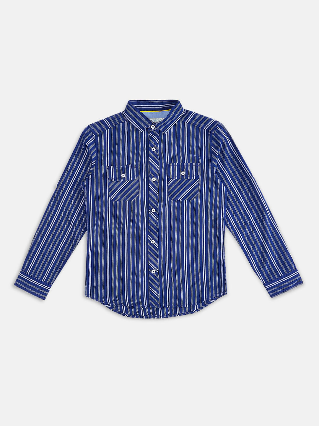 

Pantaloons Junior Boys Blue & White Regular Fit Striped Pure Cotton Casual Shirt