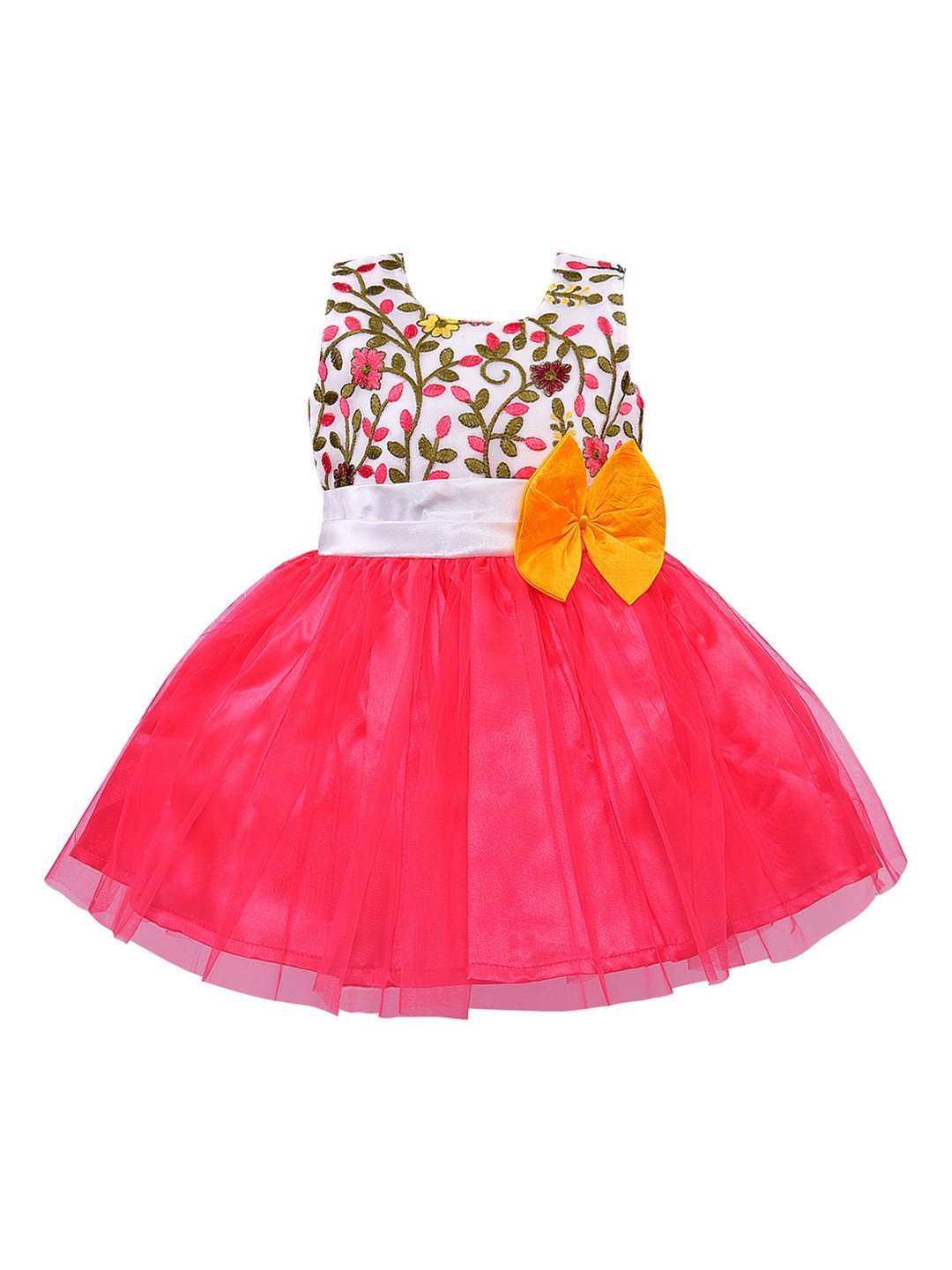 

Wish Karo Girls Pink Floral Printed Fit and Flare Dress