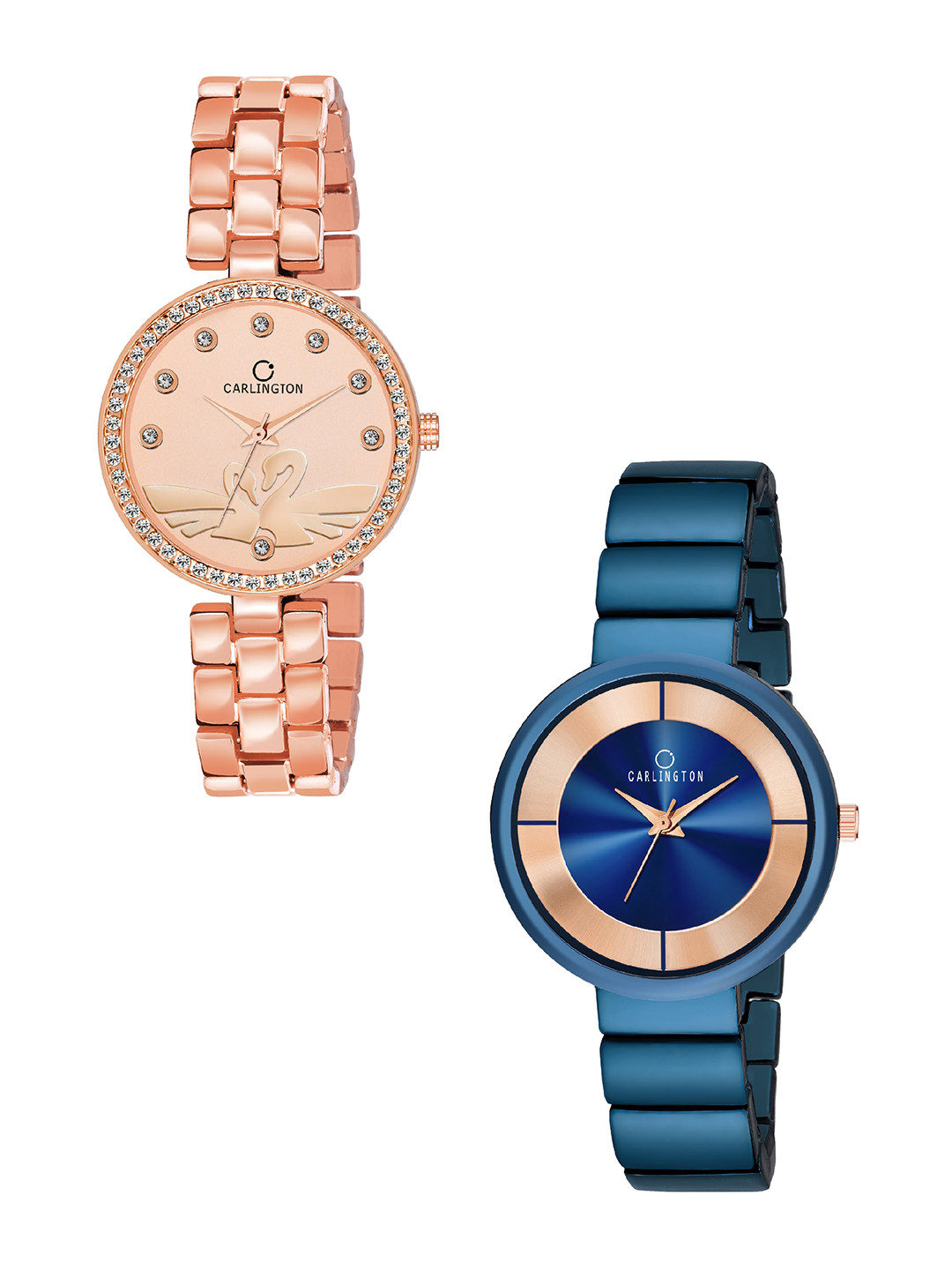 

CARLINGTON Women Set Of 2 Analogue Watches, Rose gold
