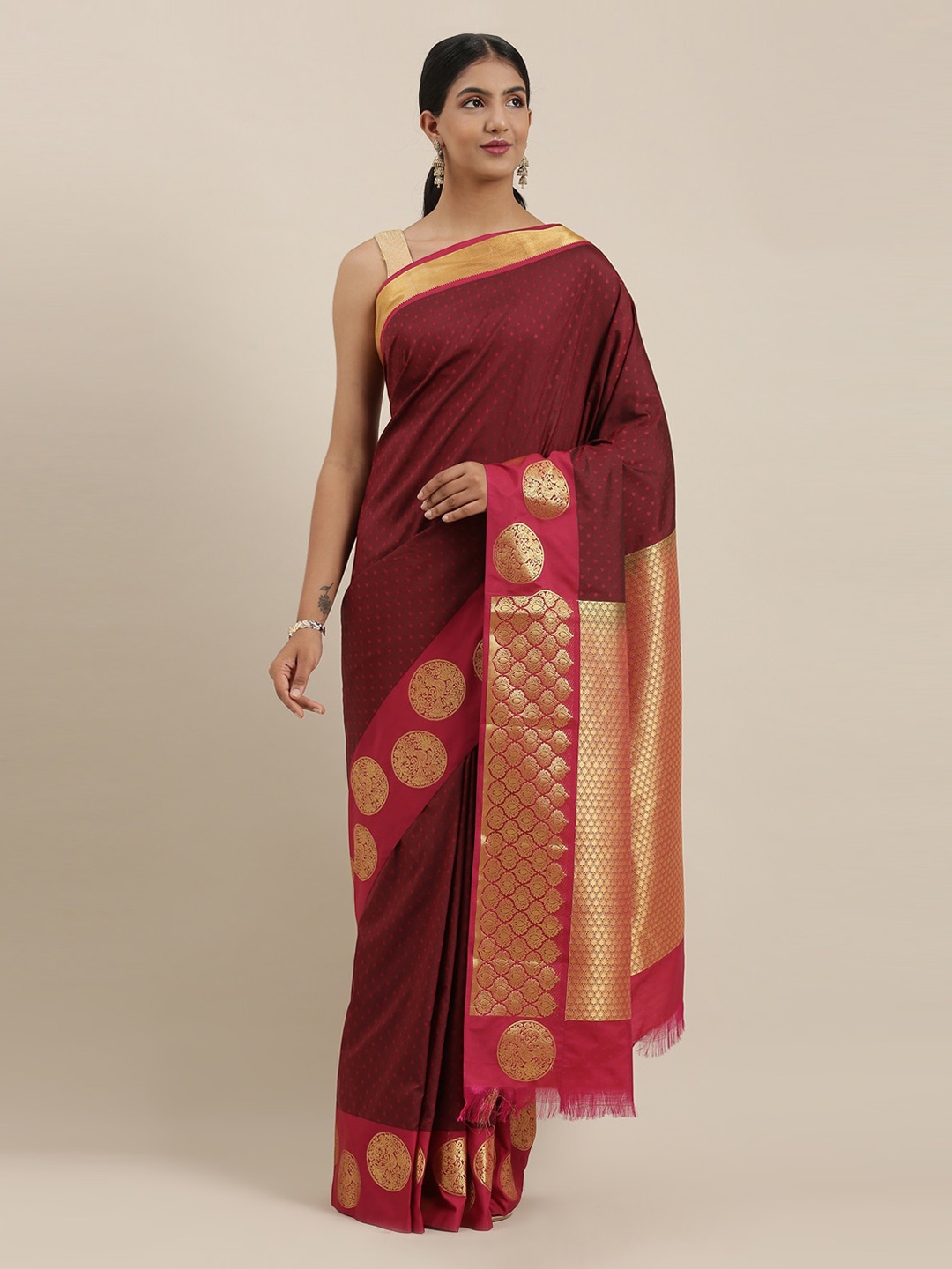 

The Chennai Silks Maroon & Pink Art Silk Woven Design Saree