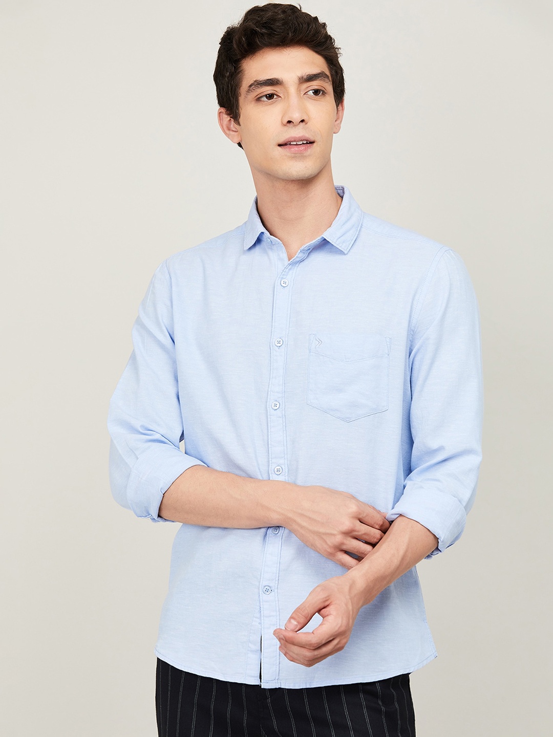 

CODE by Lifestyle Men Blue Regular Fit Solid IRISH R Linen Casual Shirt
