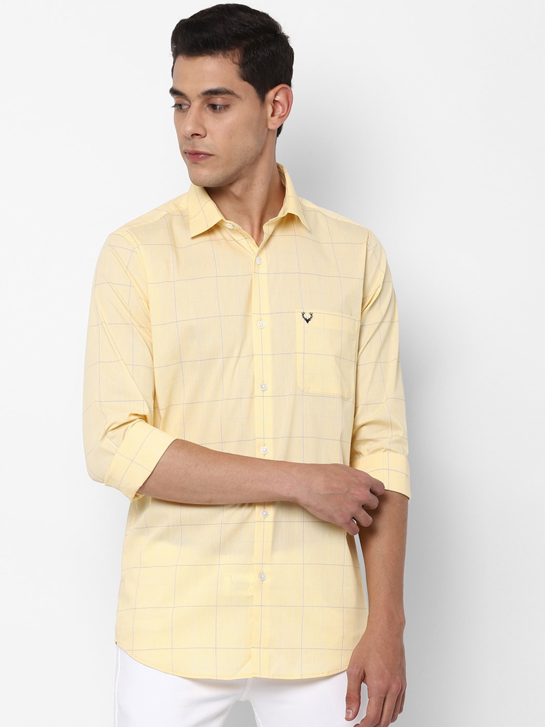 

Allen Solly Men Yellow & Blue Slim Fit Checked Casual Shirt