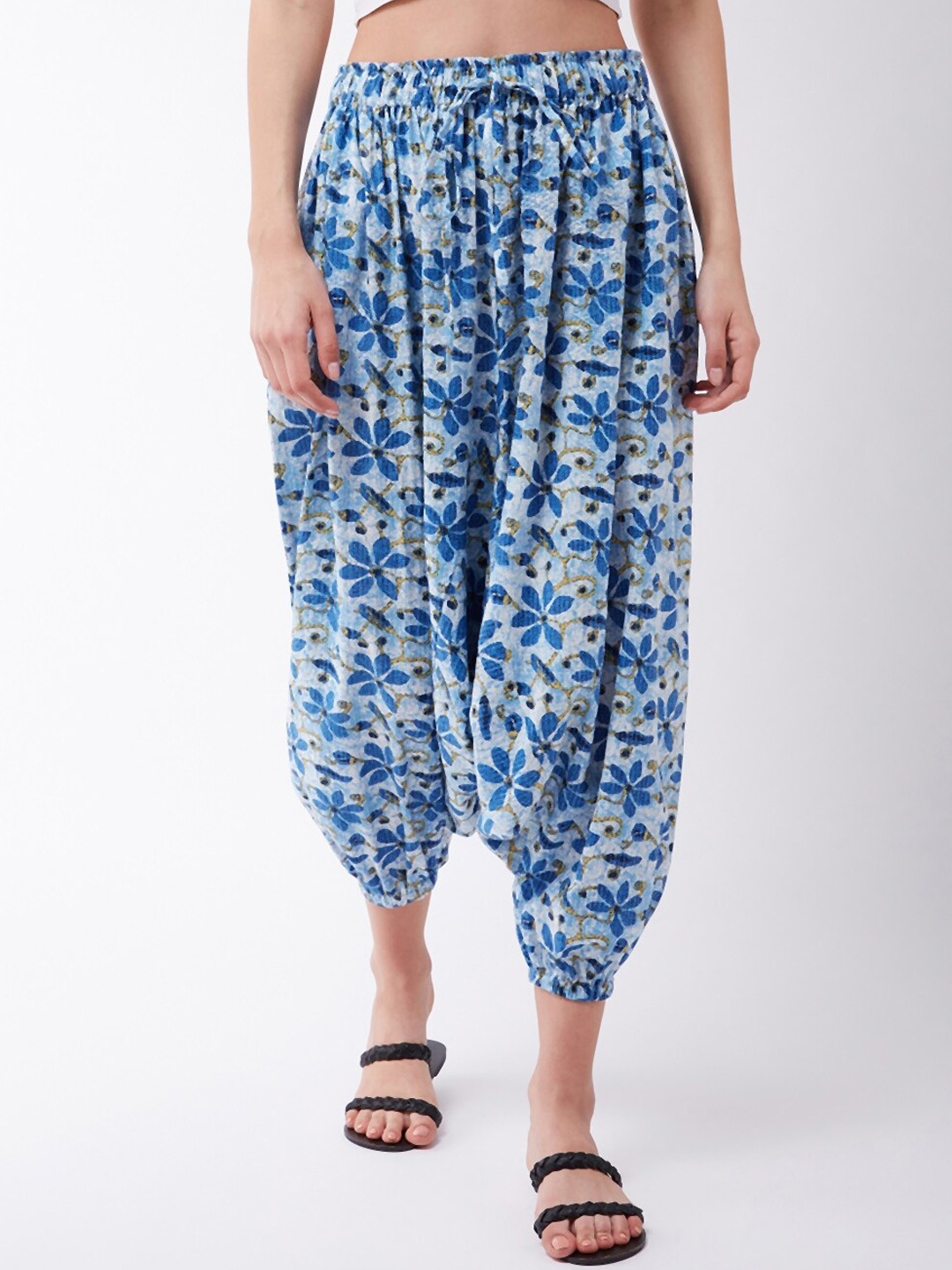 

InWeave Women Blue & White Kantha Work Harem Pants