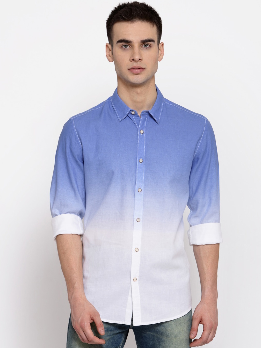 

Pepe Jeans Men Blue Regular Fit Faded Casual Shirt