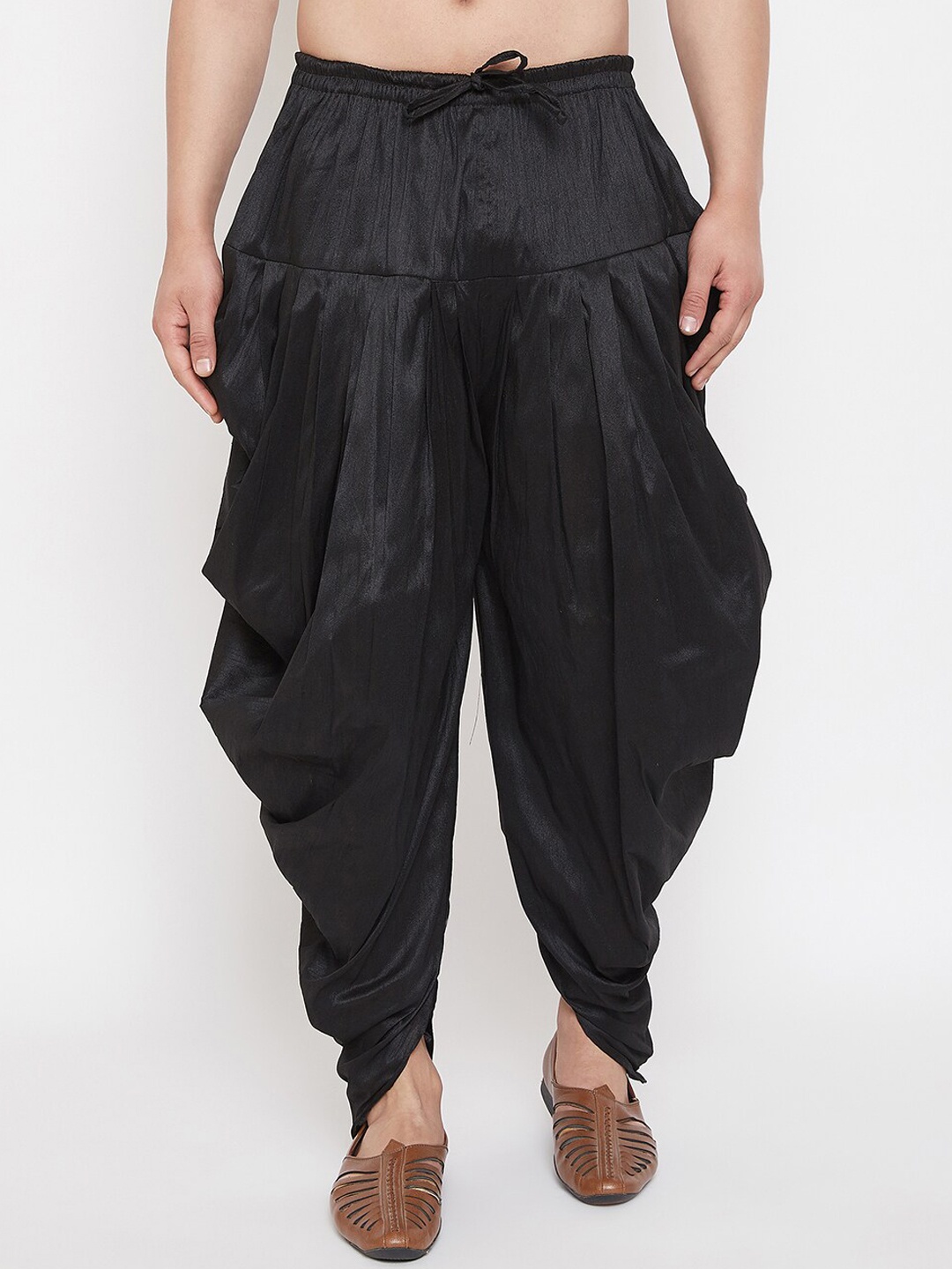 

VASTRAMAY Men Black Solid Cowl Dhoti Pants