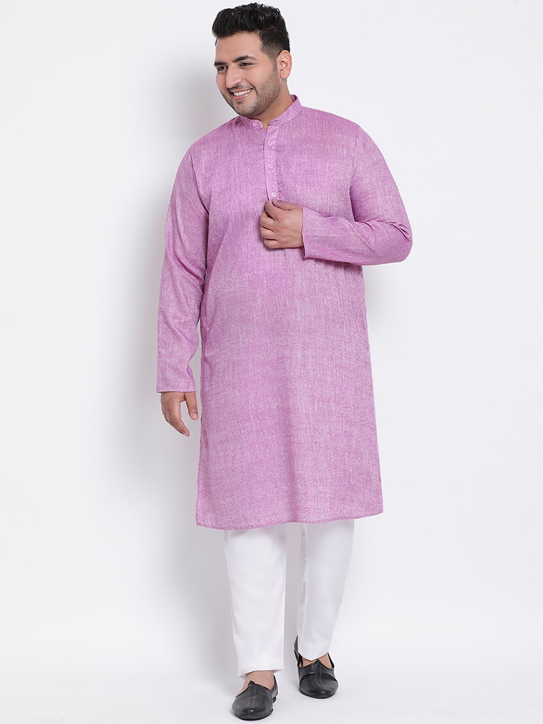 

Hangup Plus Size Men Purple Thread Work Kurta