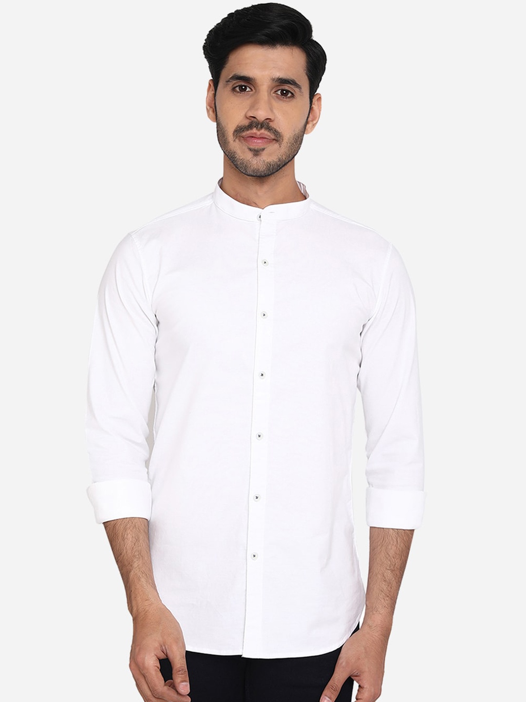 

JADE BLUE Men White Slim Fit Pure Cotton Casual Shirt
