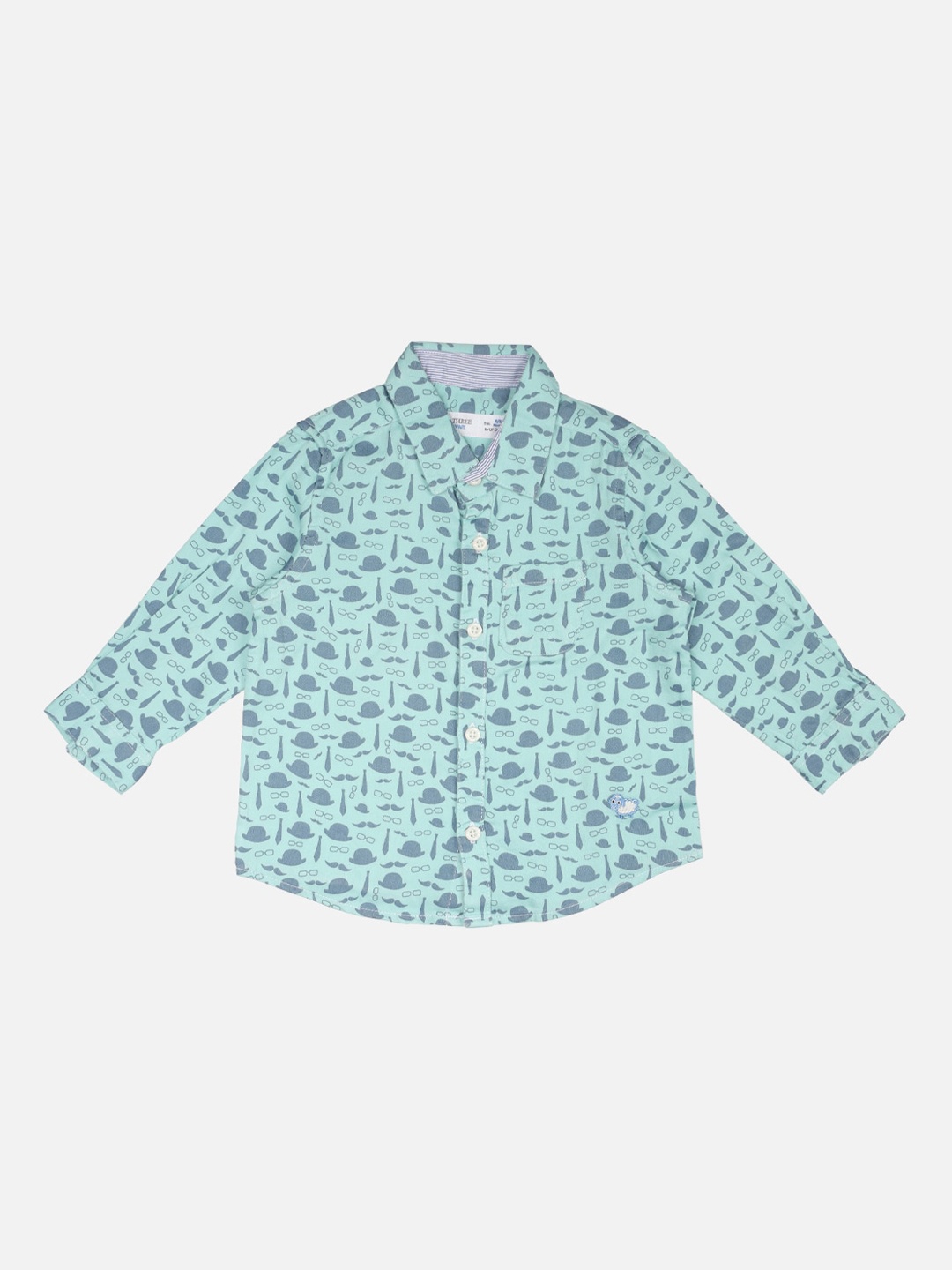 

ZERO THREE Boys Blue Regular Fit Printed Cotton Casual Shirt