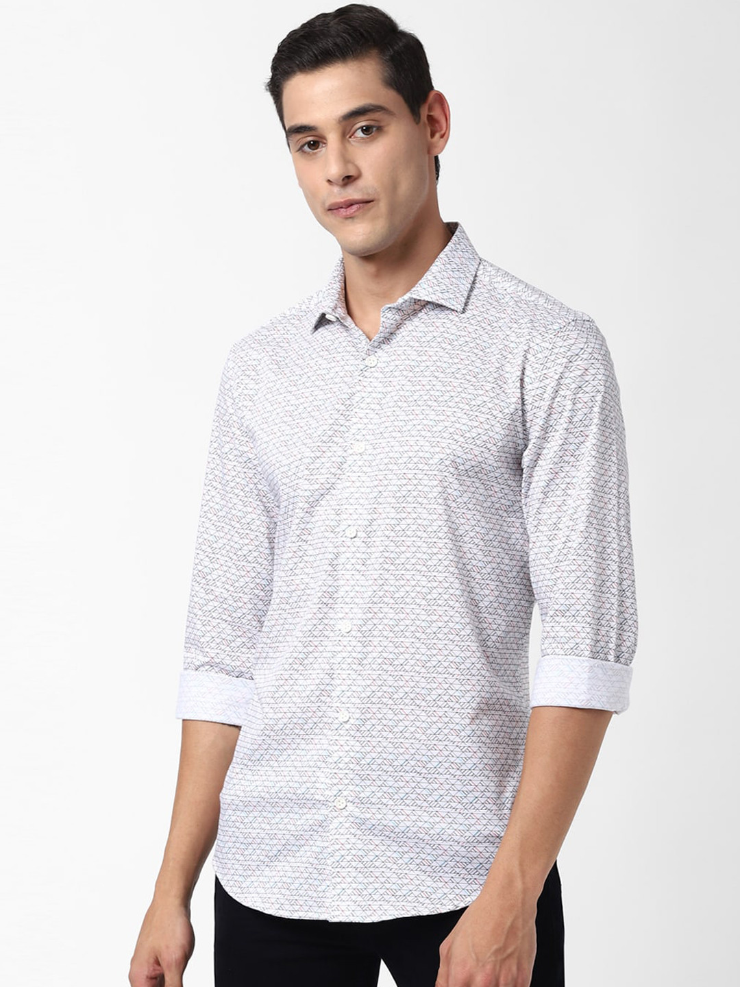 

Peter England Men White Slim Fit Printed Casual Shirt