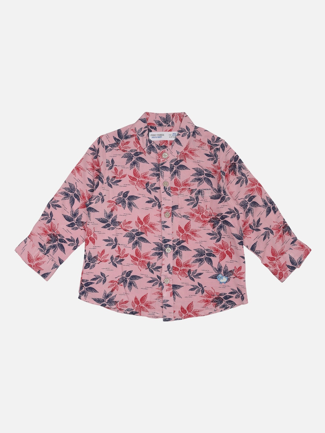 

ZERO THREE Boys Pink Regular Fit Printed Cotton Casual Shirt