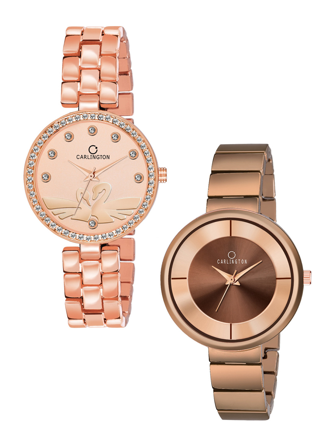 

CARLINGTON Women Set Of 2 Analogue Watches, Rose gold
