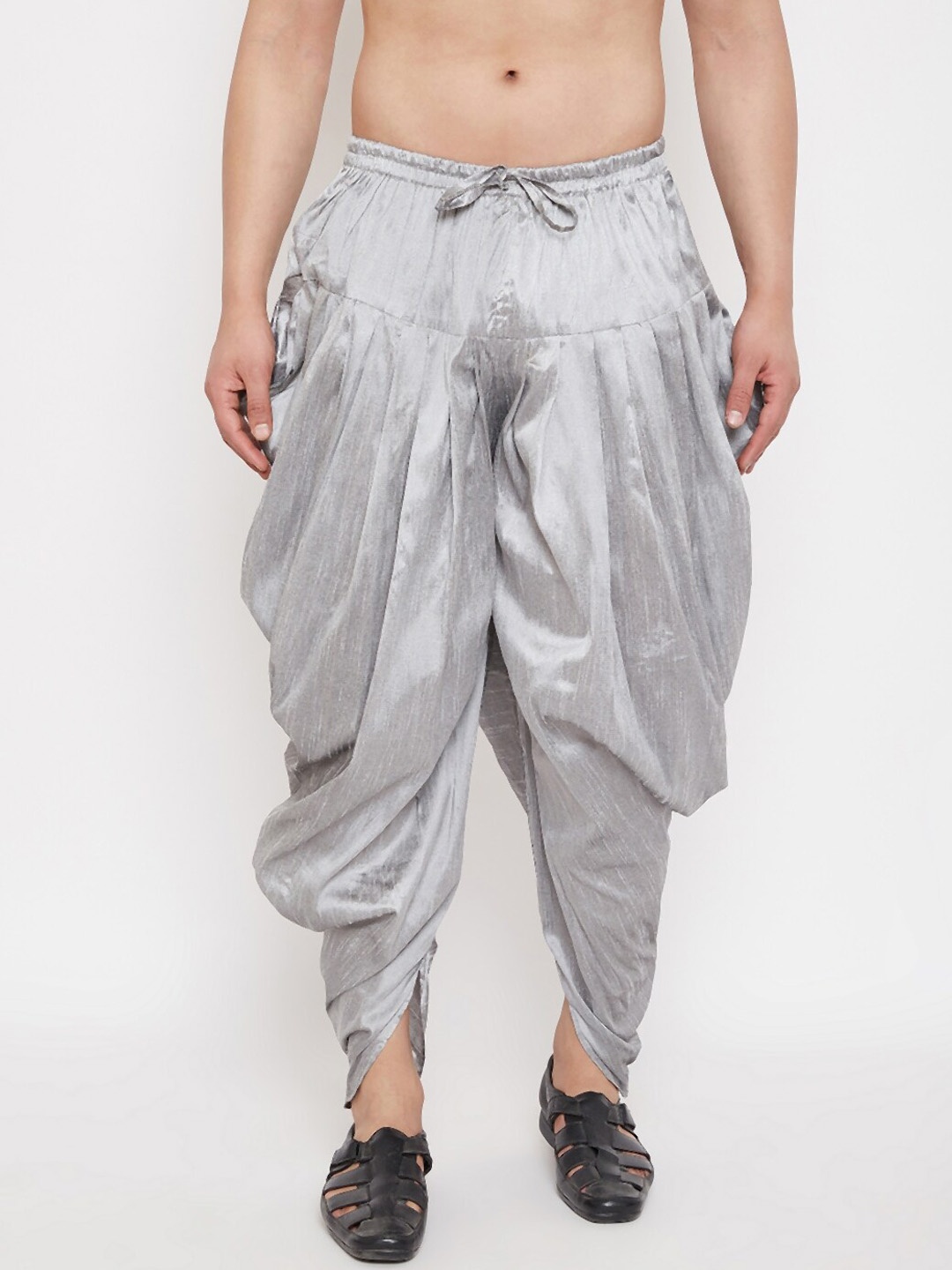 

VASTRAMAY Men Grey Solid Dhoti