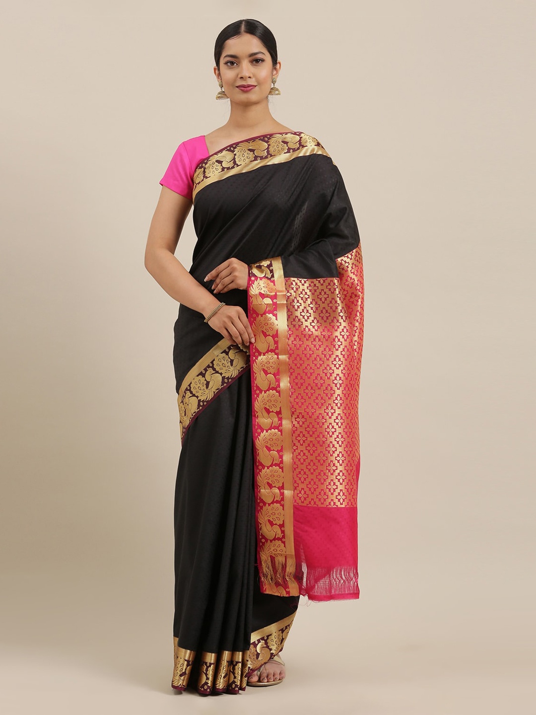

The Chennai Silks Black Woven Design Art Silk Saree
