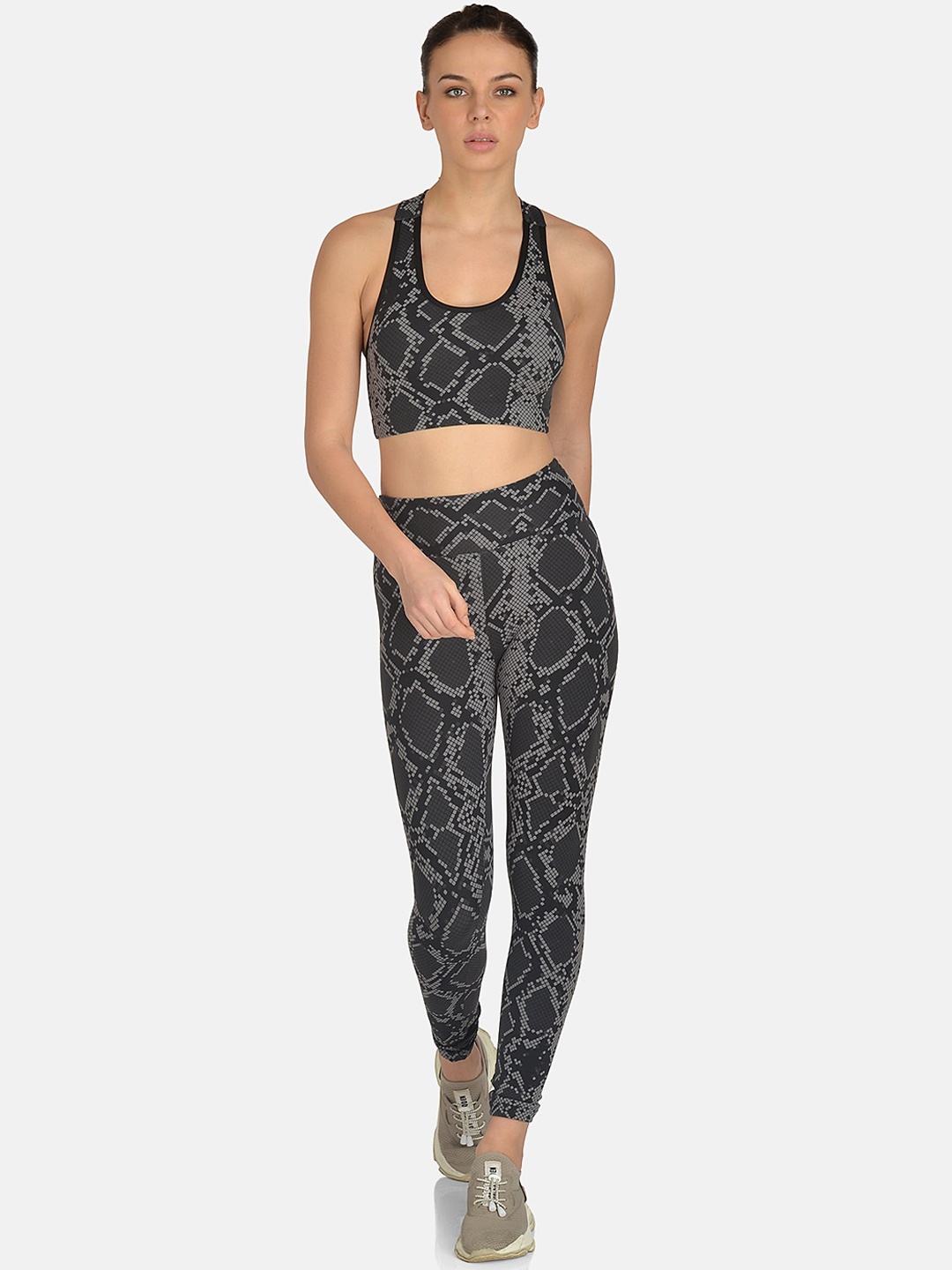

mod & shy Women Grey & Black Printed Track Suit