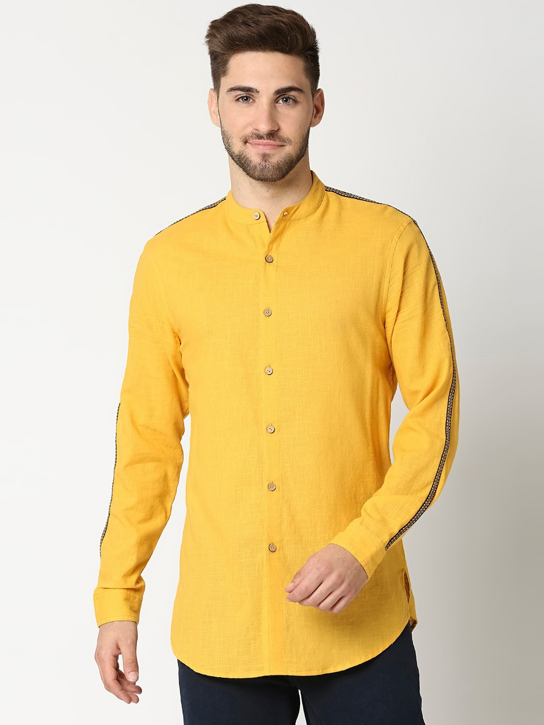 

Bewakoof Men Yellow Regular Fit Solid Pure Cotton Tape Casual Shirt
