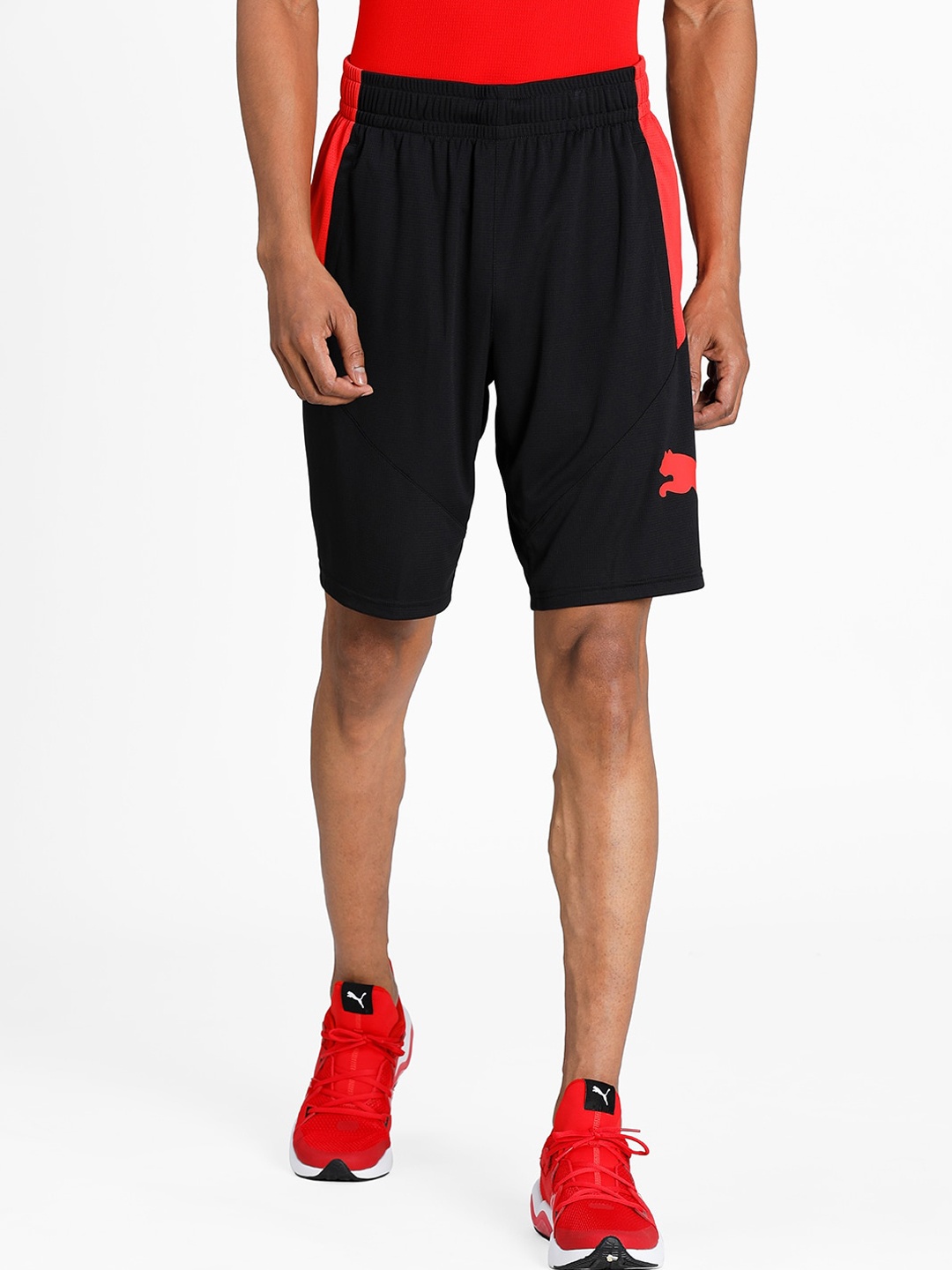 Puma Men Black Solid Loose Fit Cotton Sports Shorts