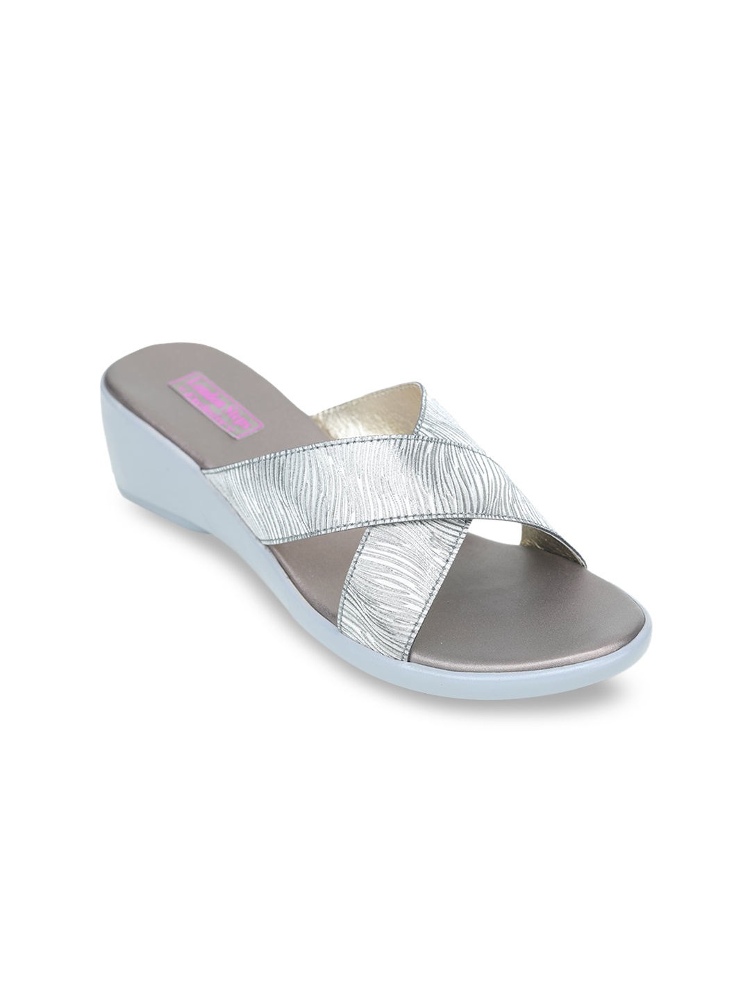 

LONDON STEPS Women Silver-Toned Textured Sandals