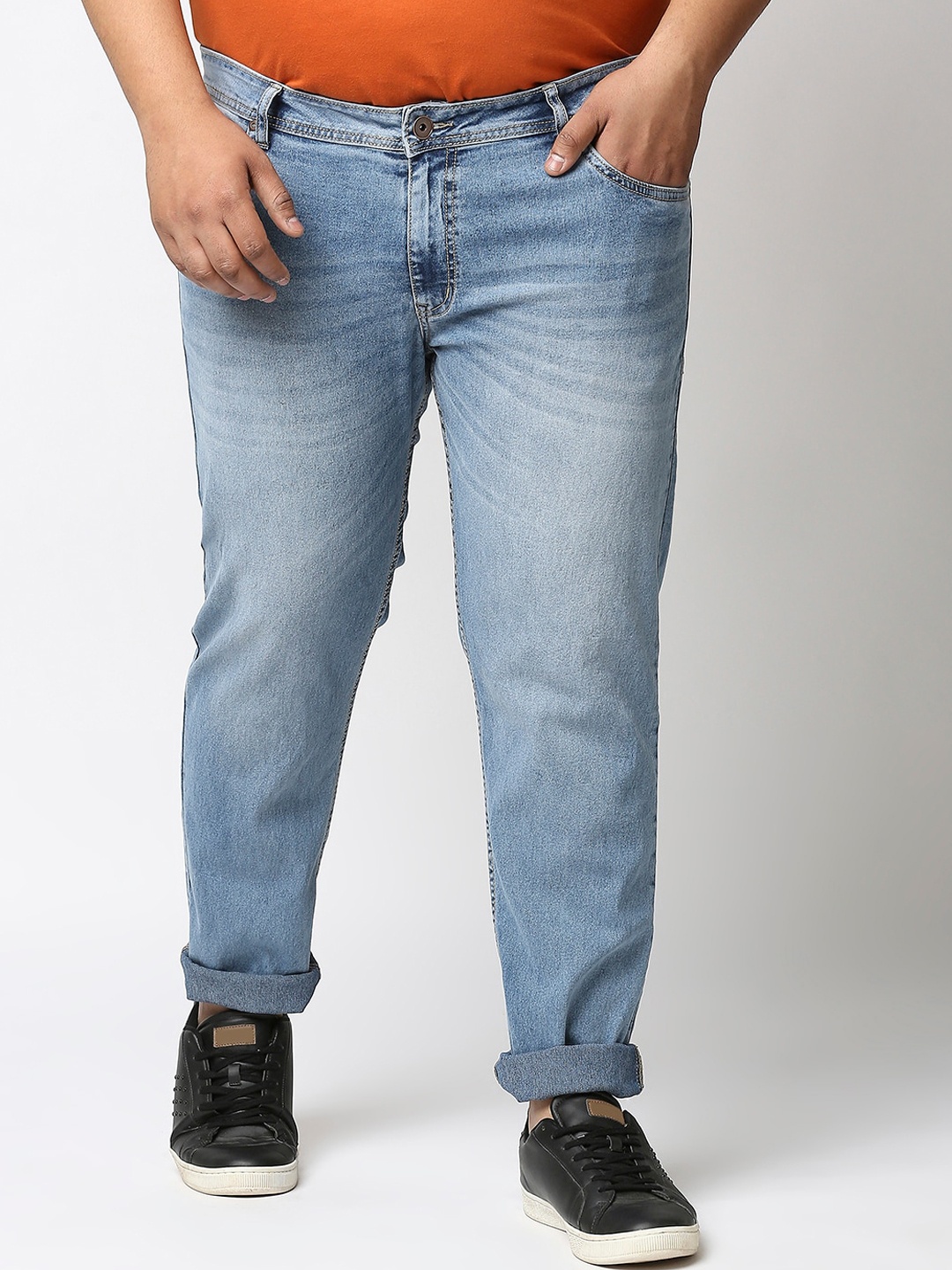 

Freeform by High Star Men Plus Size Blue Solid Slim Fit Jeans