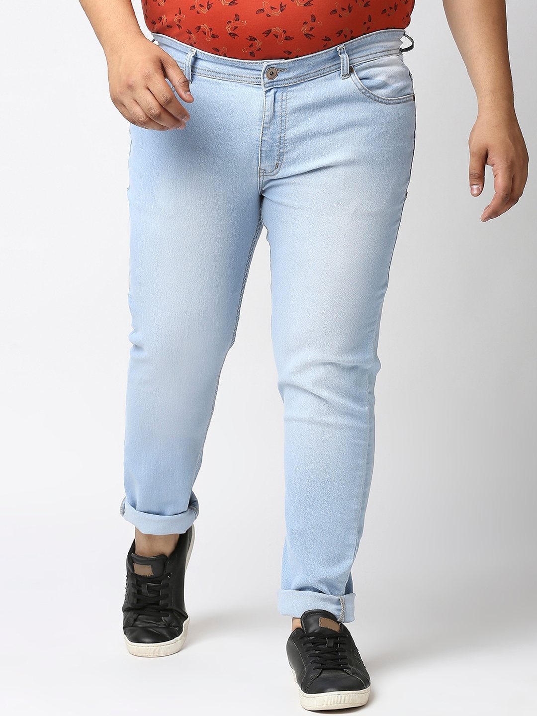 

High Star Men Blue Plus Size Solid Mid Rise Clean Look Regular Fit Jeans