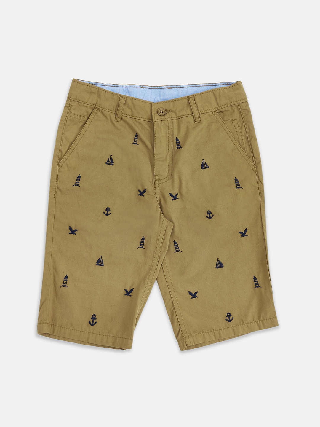 

Pantaloons Junior Boys Khaki Printed Regular Fit Cotton Regular Shorts