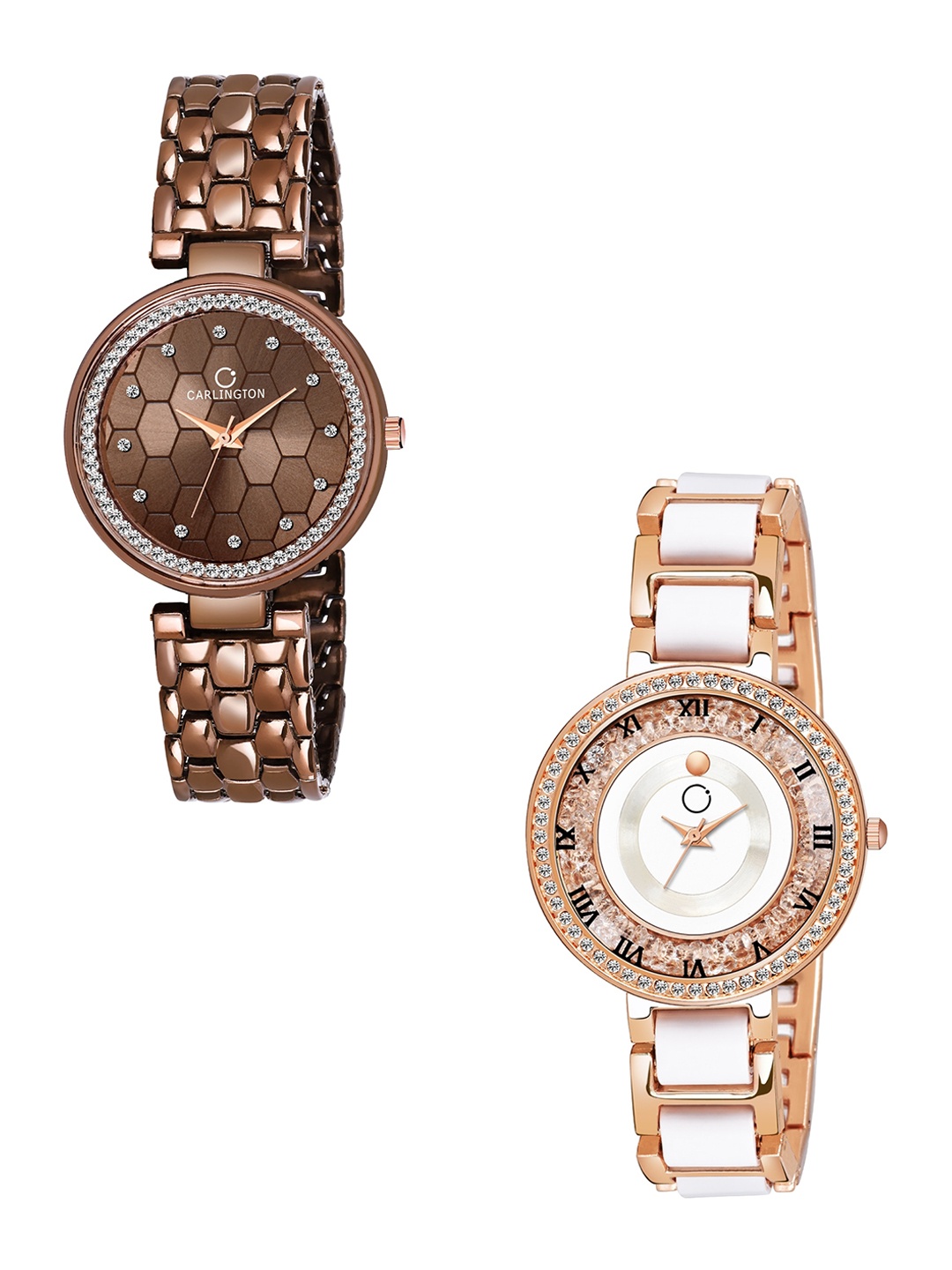 

CARLINGTON Unisex Set Of 2 Multicoloured Analogue Watches Hexa & Mova, Multi