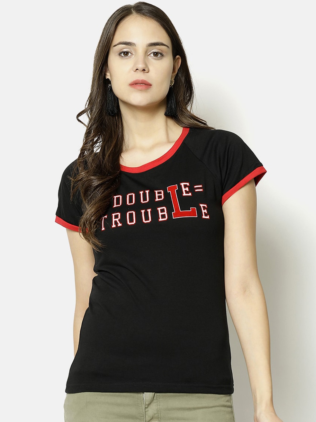 

V2 Value & Variety Black Printed Chambray Regular Top
