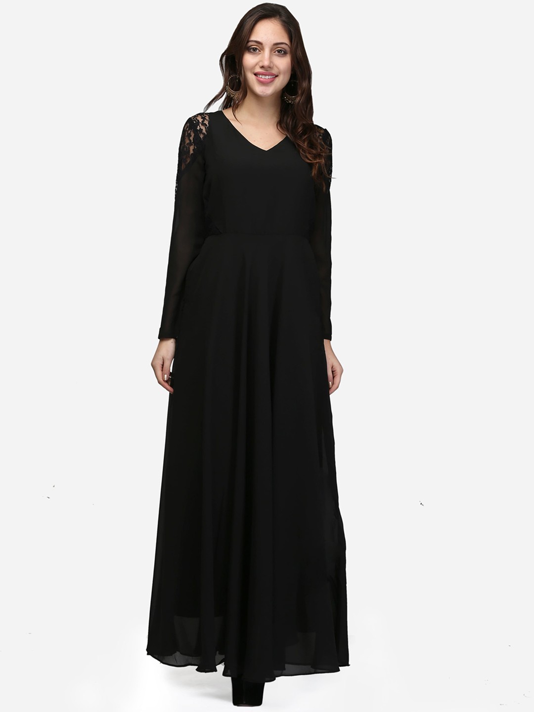 

V&M Women Black Solid Maxi Dress