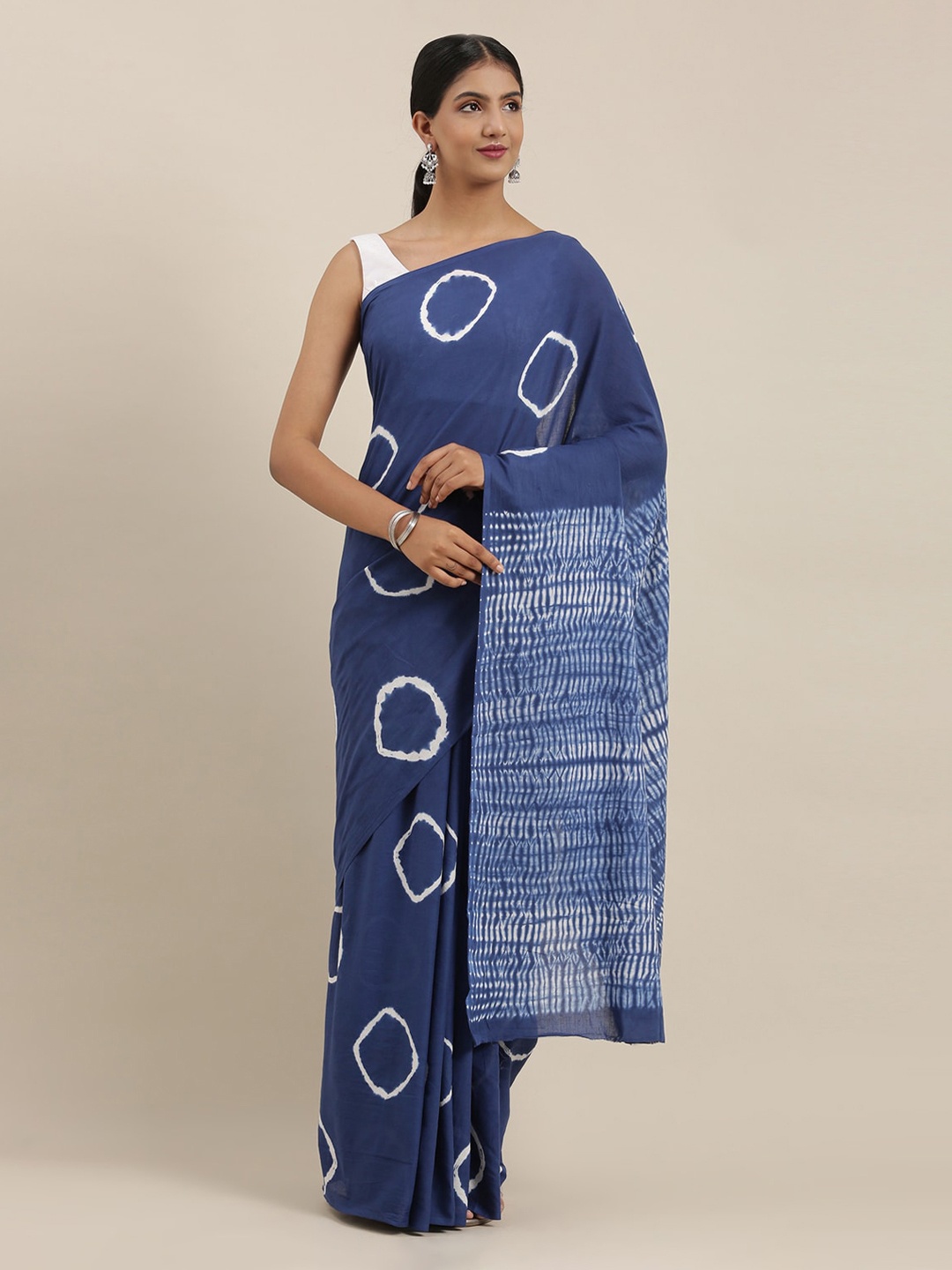 

The Chennai Silks Navy Blue Dyed Pure Cotton Saree
