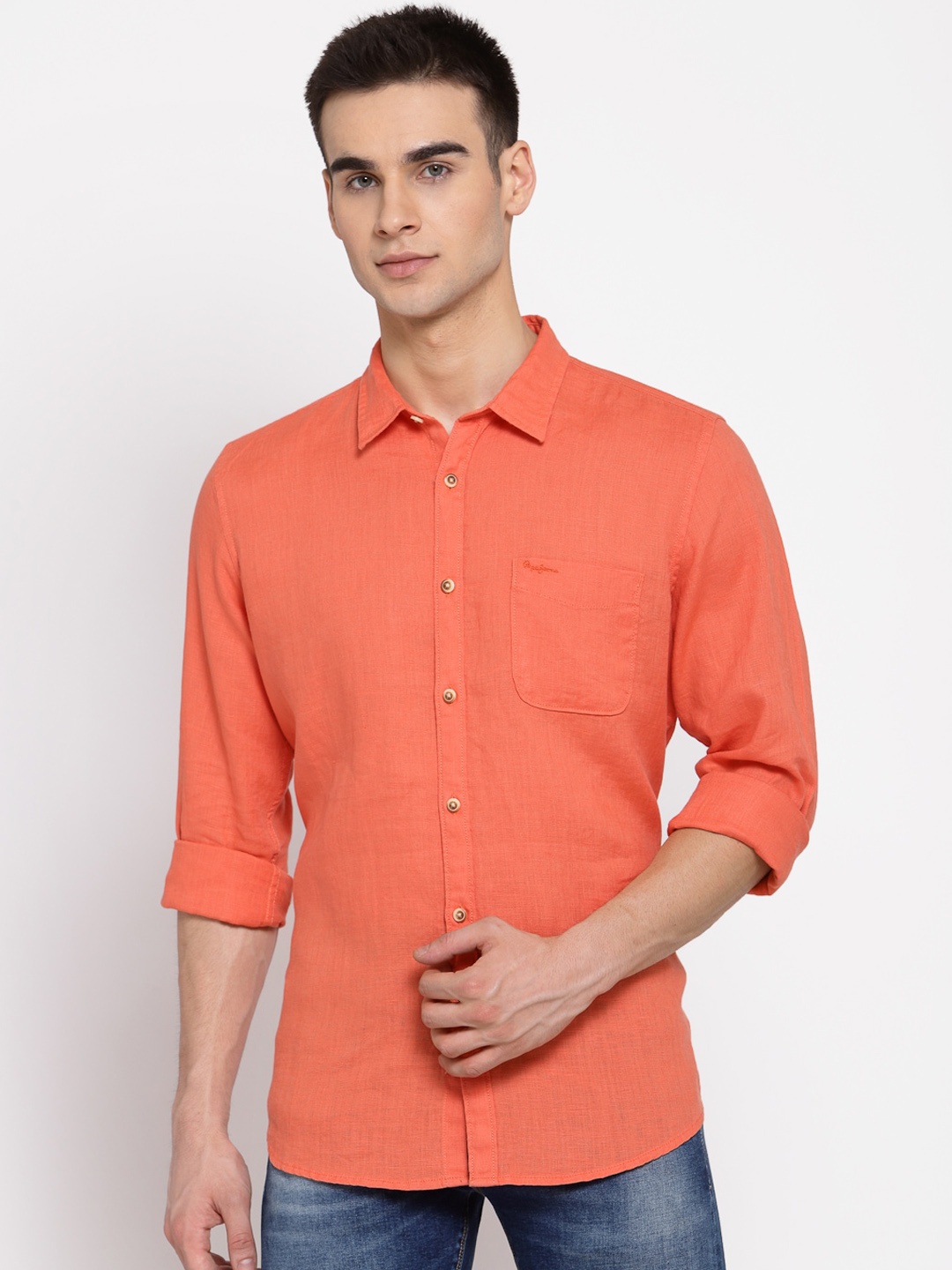 Pepe Jeans Men Coral Regular Fit Solid Casual Shirt
