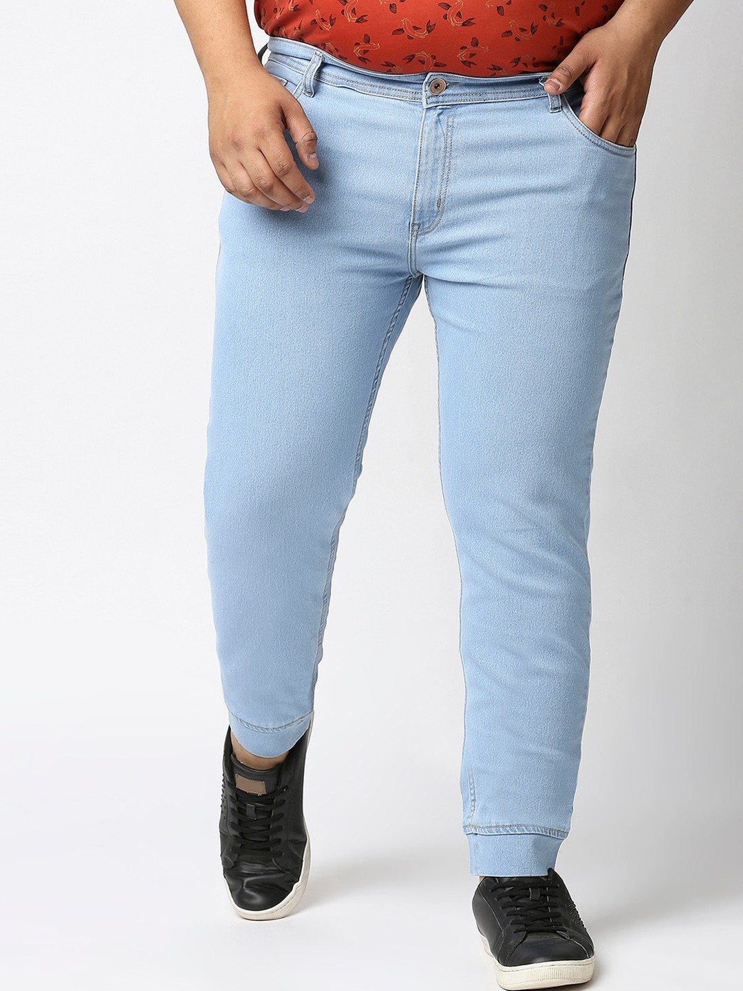 

Freeform by High Star Men Plus Size Blue Solid Mid Rise Clean Look Regular Fit Joggers