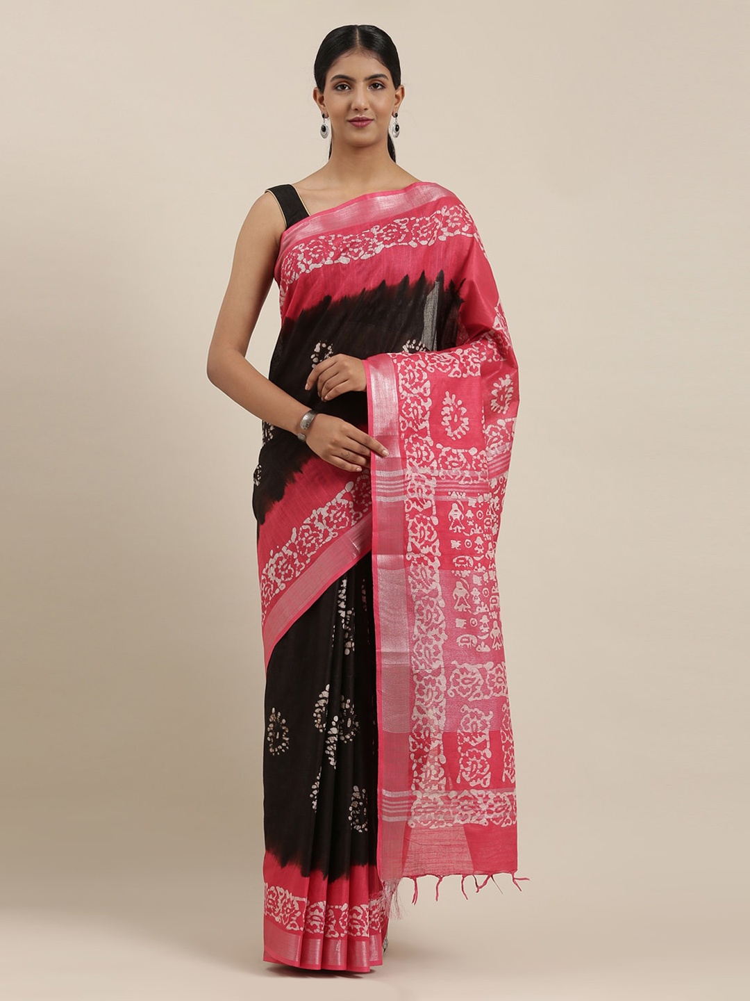 

The Chennai Silks Black Printed Pure Cotton Saree