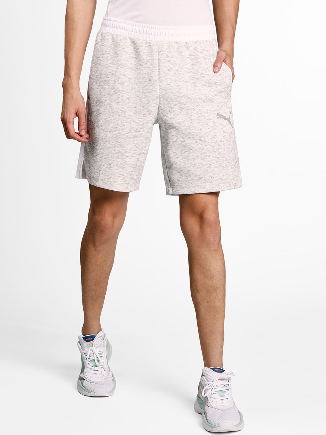 

Puma Men White Solid Slim Fit Cotton Sports Shorts