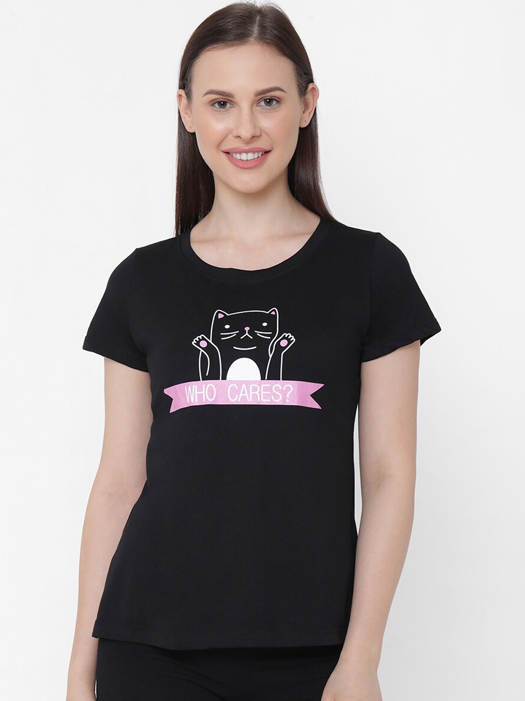 

Soie Women Black & White Printed Lounge T-Shirt