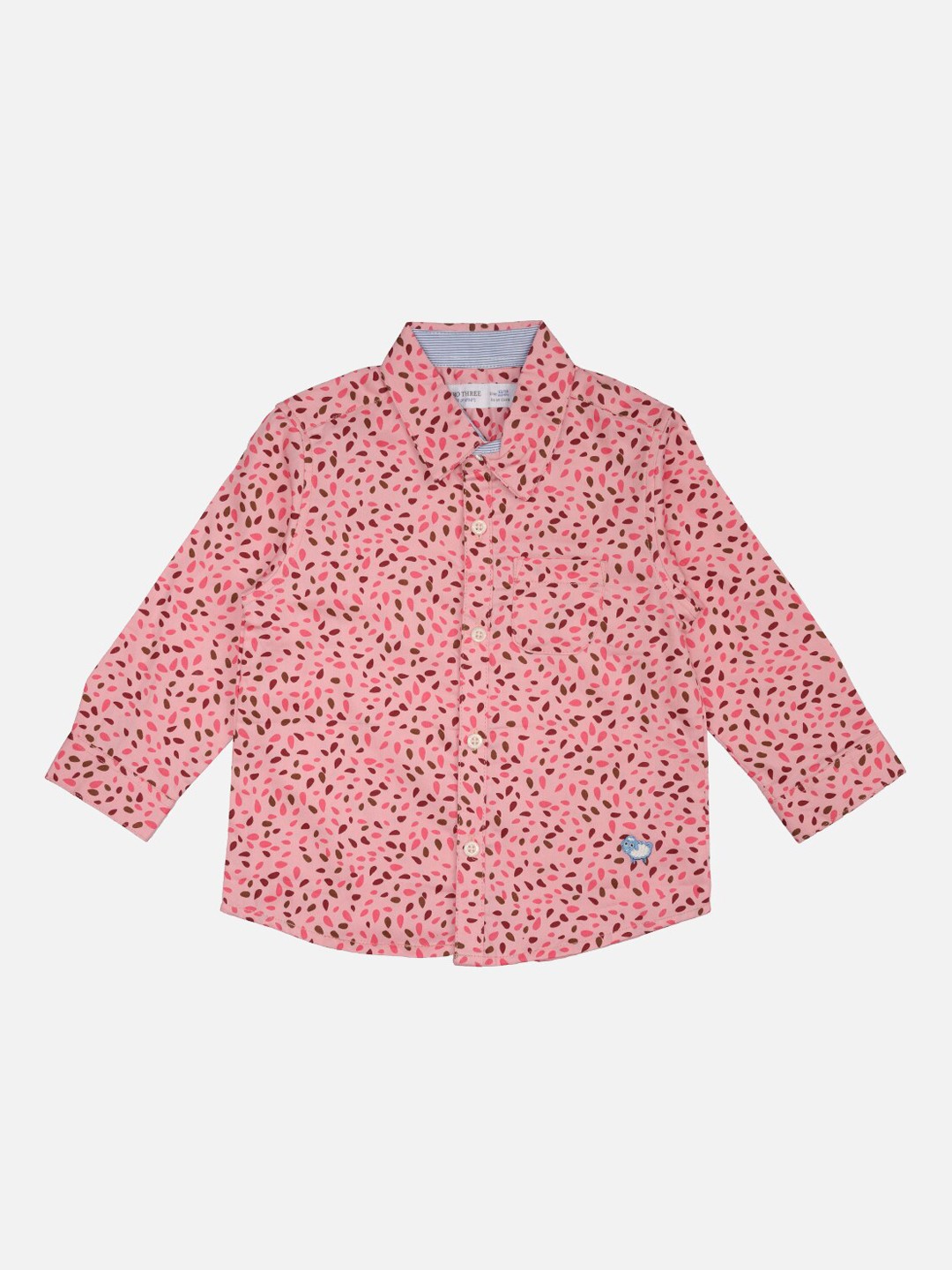 

ZERO THREE Boys Pink Regular Fit Printed Cotton Casual Shirt