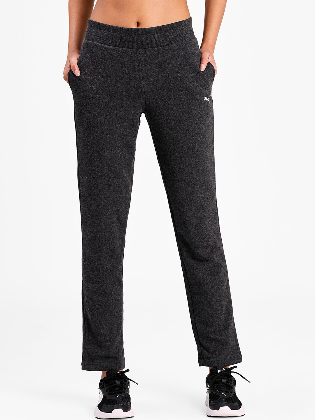 

Puma Women Grey Solid Straight-Fit Cotton Track Pants