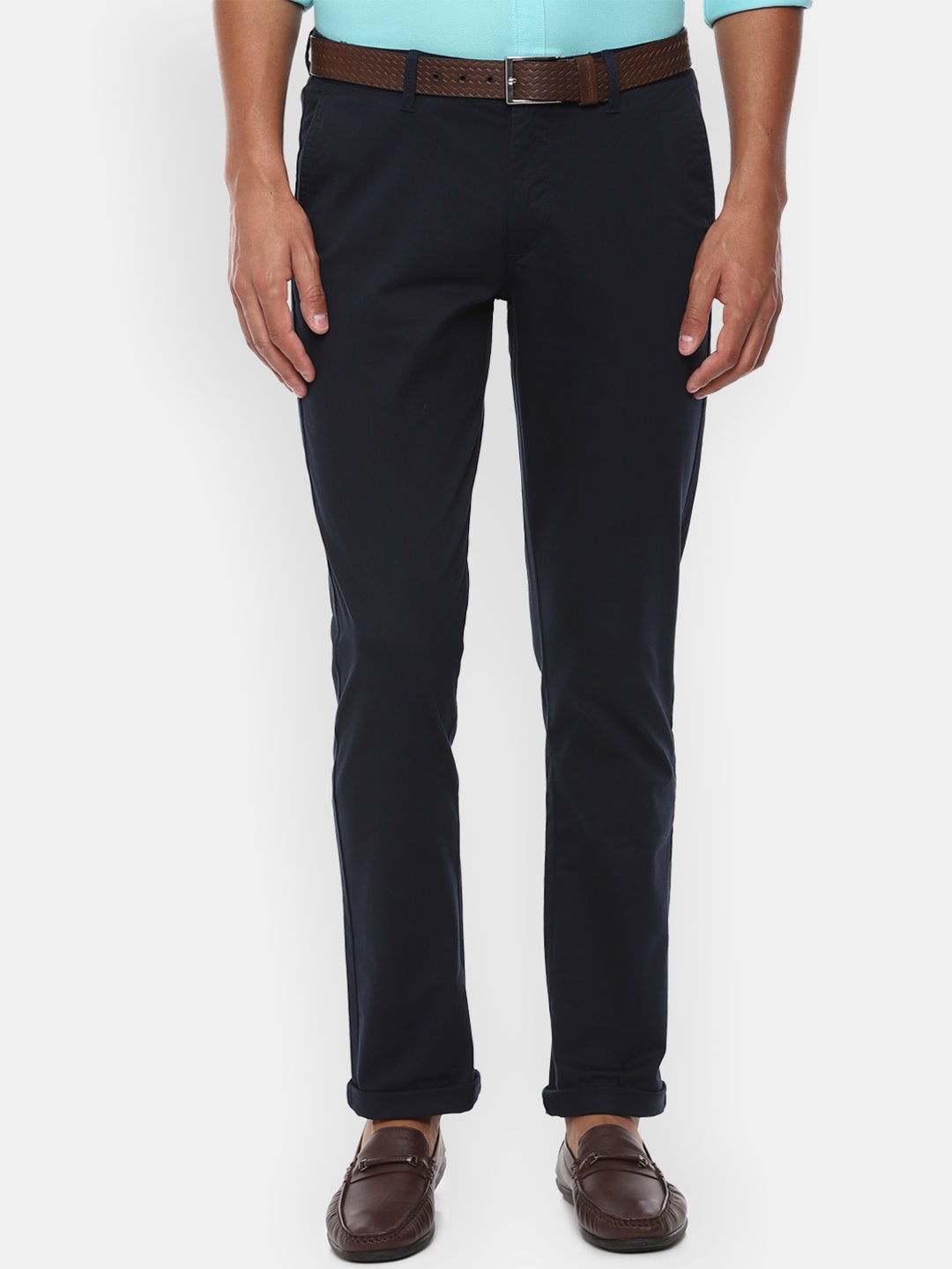 

Van Heusen Sport Men Navy Blue Slim Fit Solid Regular Trousers