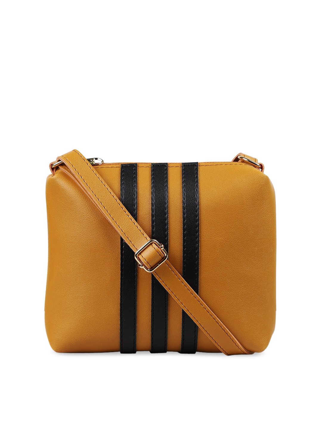 

Bagsy Malone Mustard Yellow & Black Striped Sling Bag