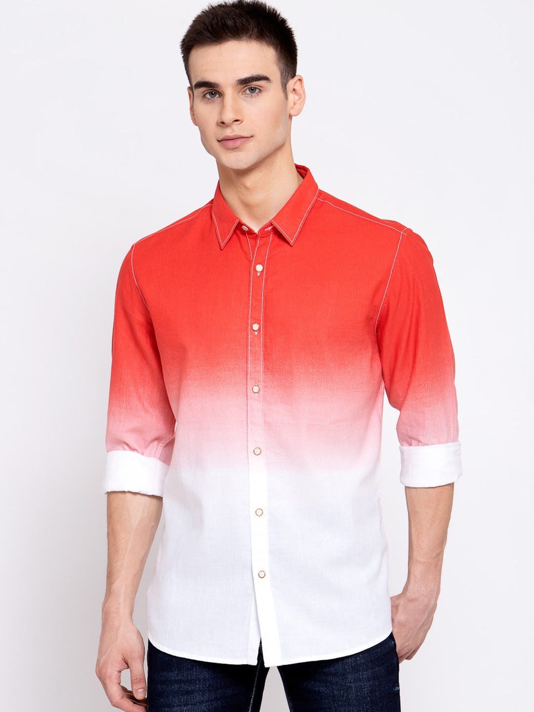 

Pepe Jeans Men Red Regular Fit Faded Casual Shirt