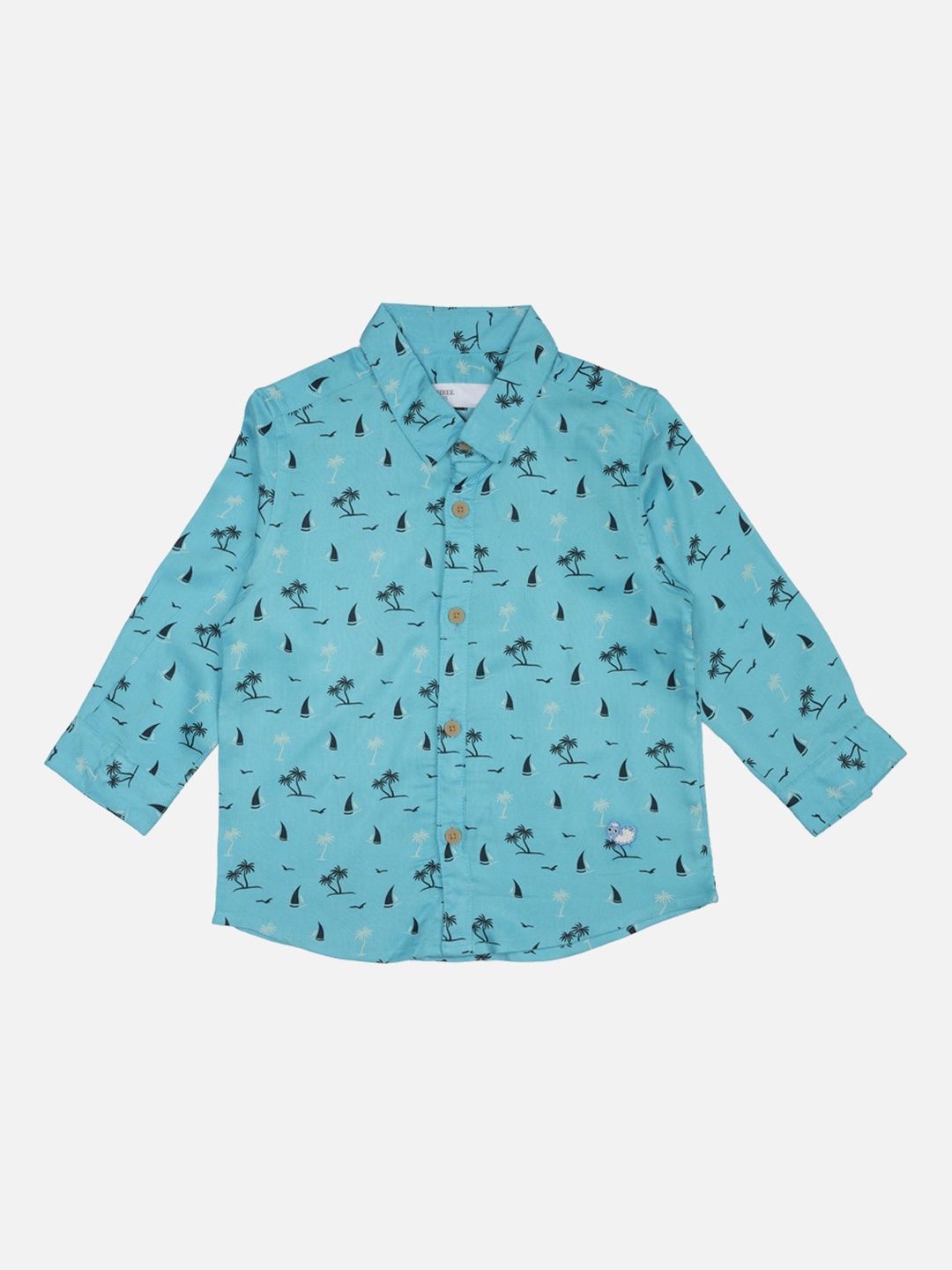 

ZERO THREE Boys Blue Regular Fit Printed Cotton Casual Shirt